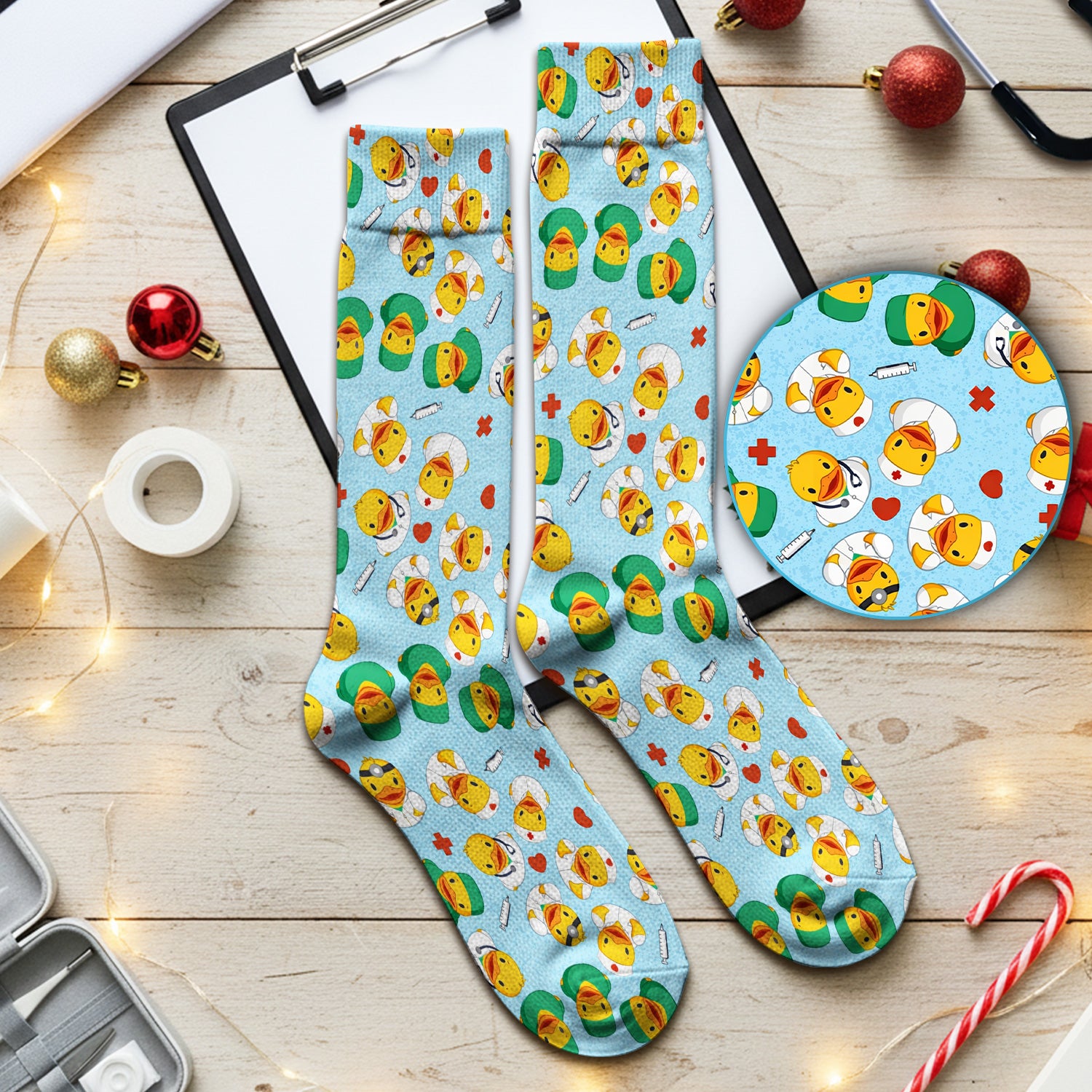 Duck Doctor Cartoon Pattern Socks, Adult Socks for Men and Women