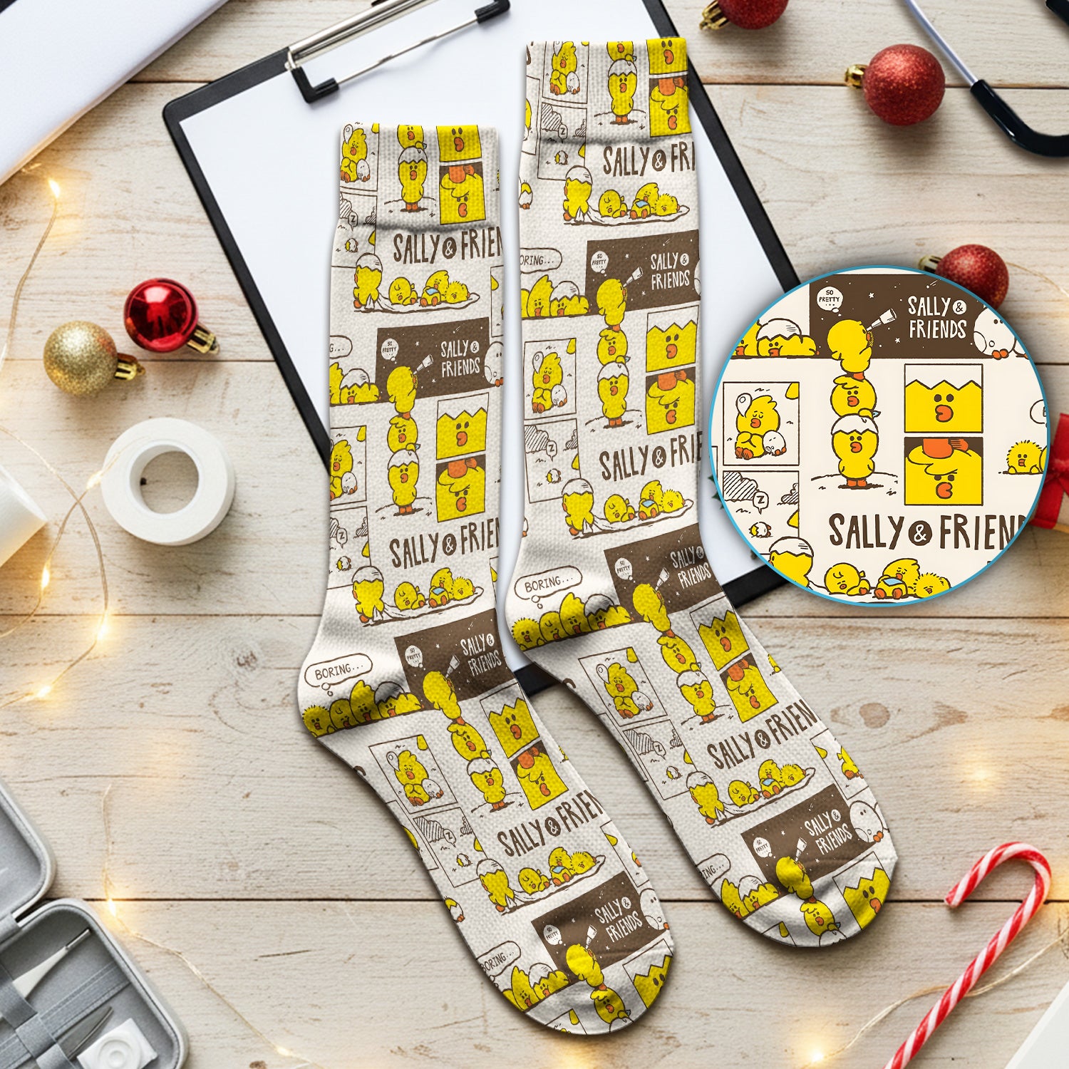 Cute Cartoon Chick Comic Pattern Nurse Socks, Socks for Nurse Doctor