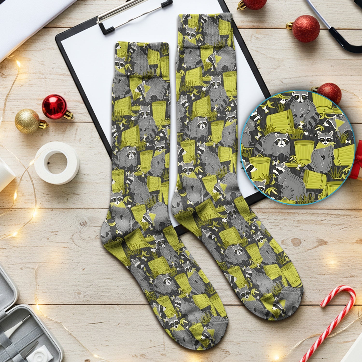Cute Raccoon Trash Panda Pattern Socks, Adult Socks for Men and Women