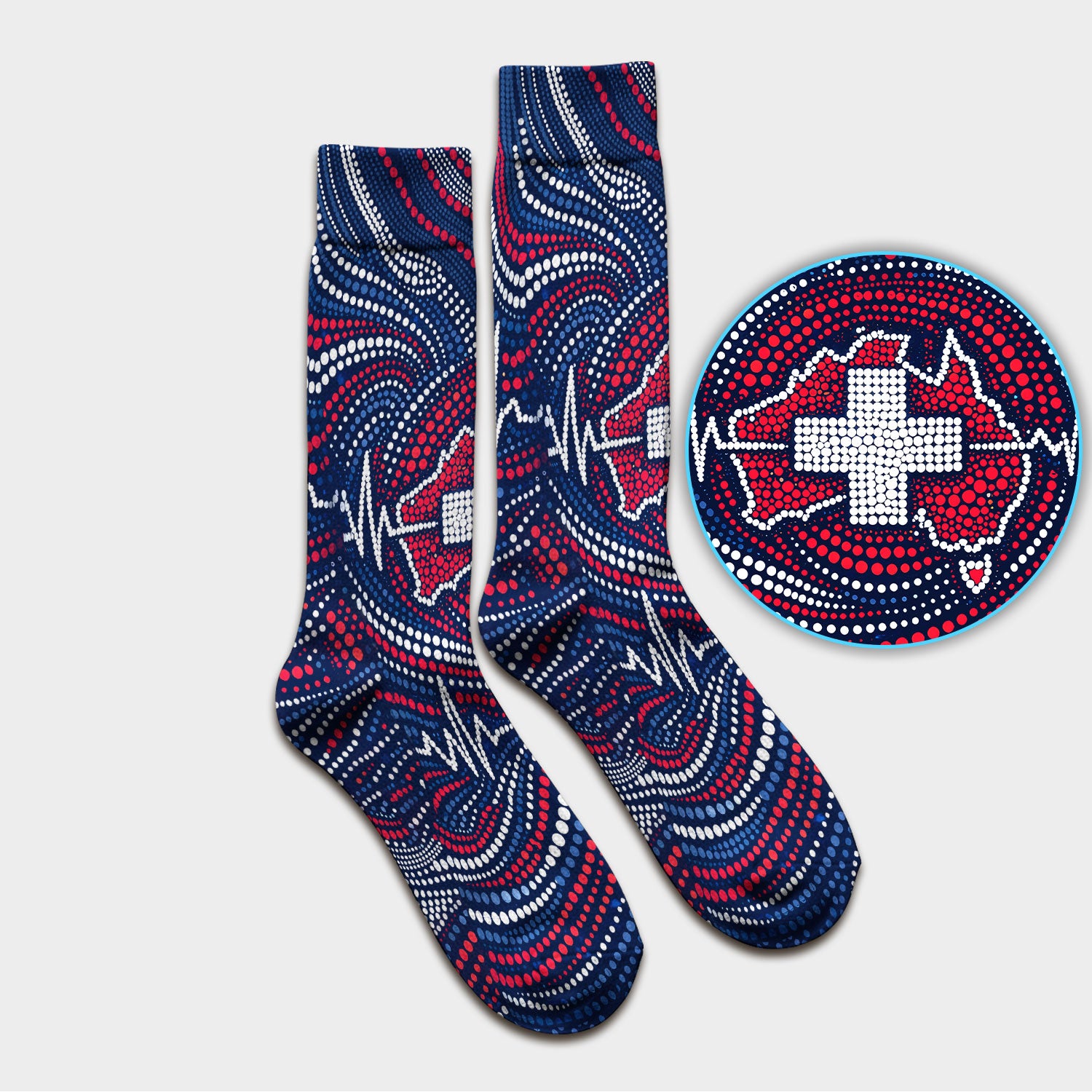 Dot Art Medical Cross Heartbeat Print Medical Socks, Socks for Nurse Doctor