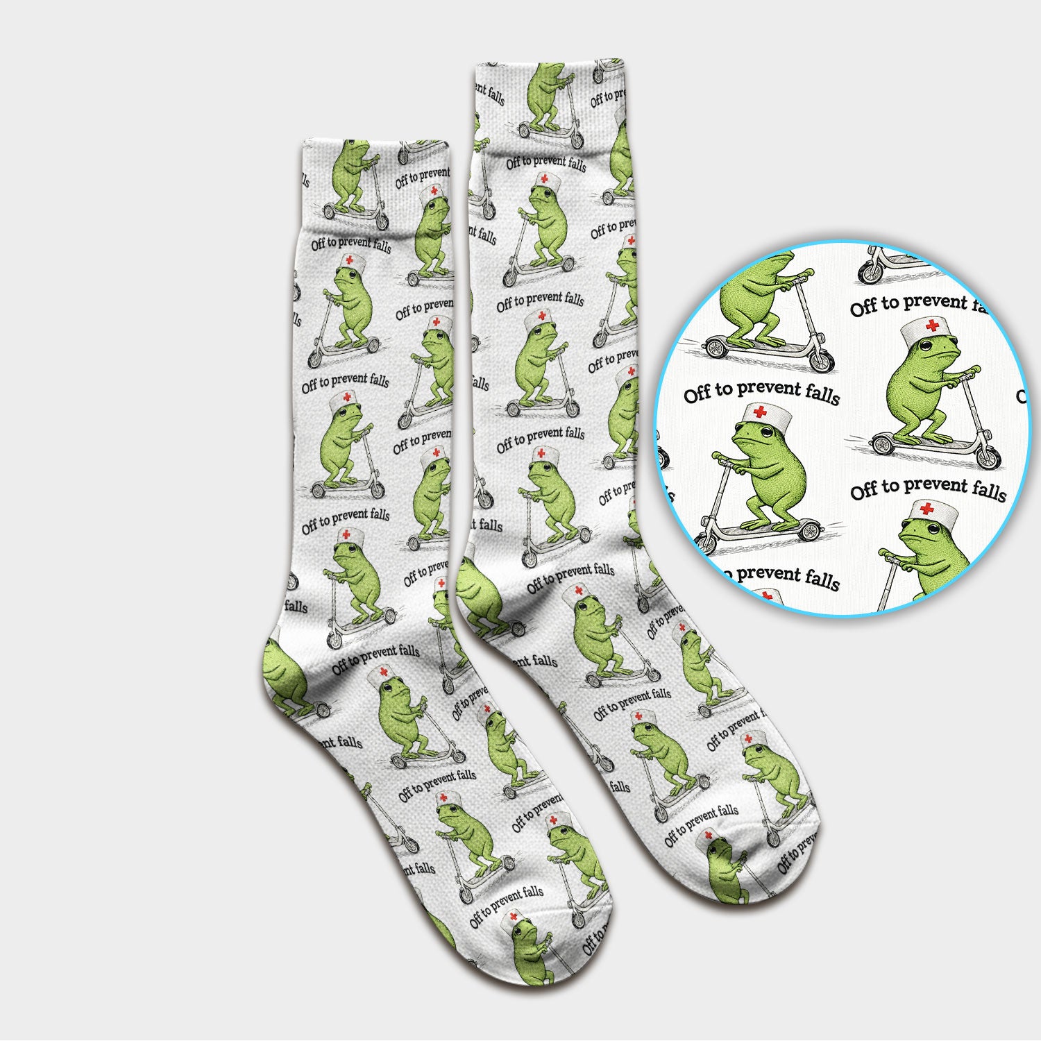 Funny Nurse Scrub Socks, Off To Prevent Falls Nursing Sock, Breathable Fabrics Nursing Uniform