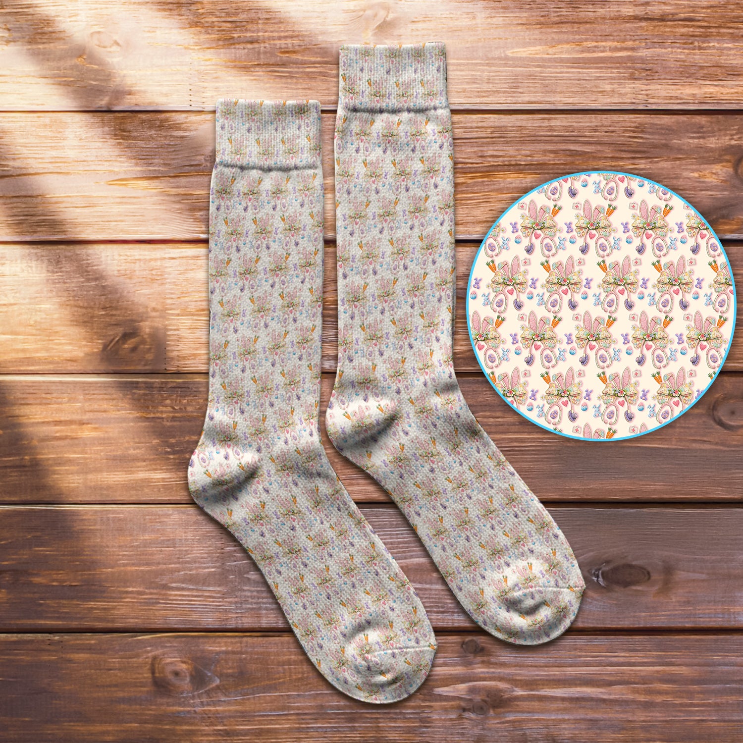 Easter Bunny Stethoscope Pastel Print Socks, Breathable Fabrics Medical Uniform