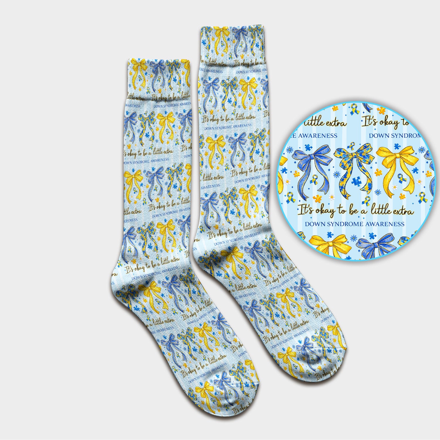 Down Syndrome Awareness Ribbon Pattern Socks, Breathable Fabrics Medical Uniform