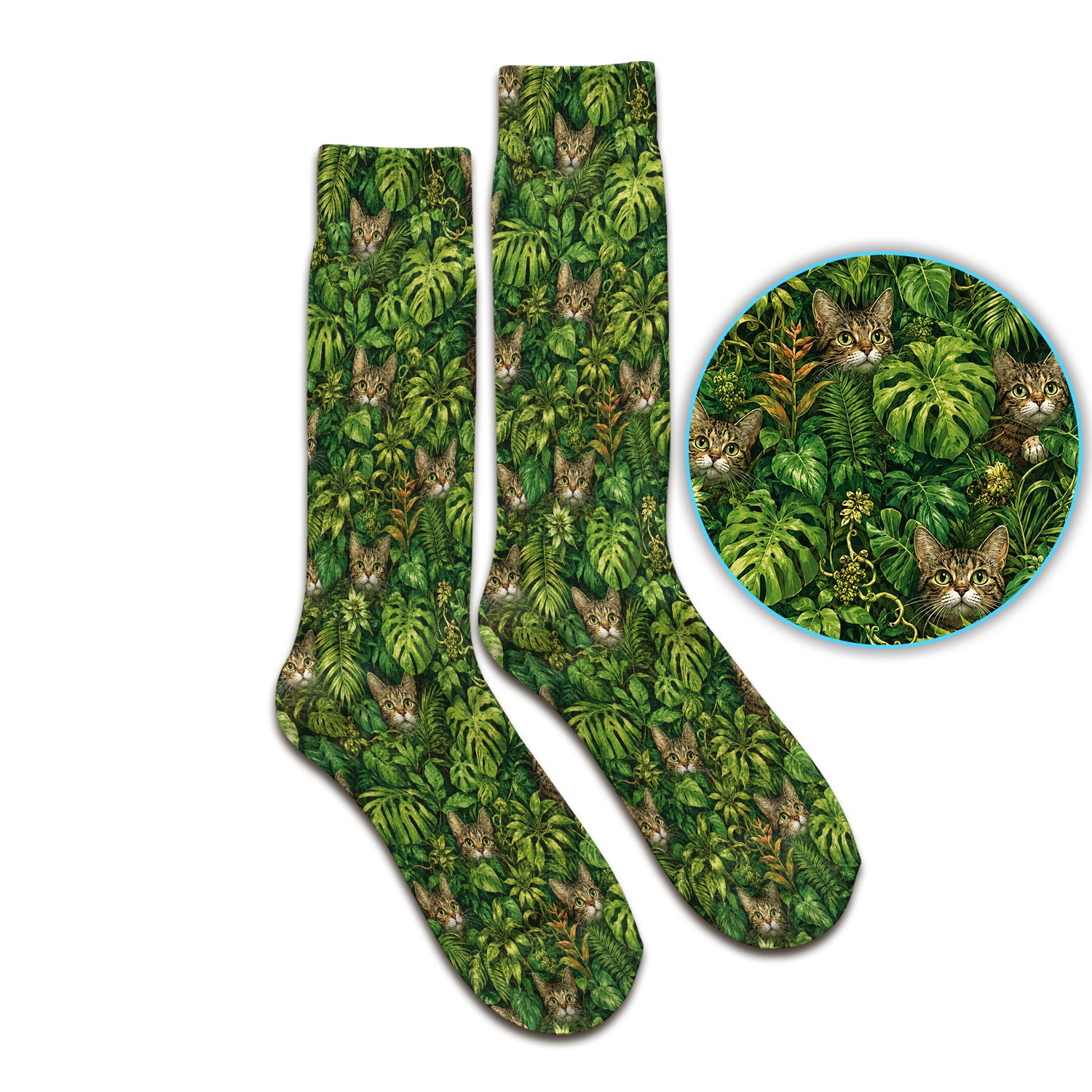 Hidden Jungle Cat Veterinary Nurse Pattern Socks, Adult Socks for Men and Women