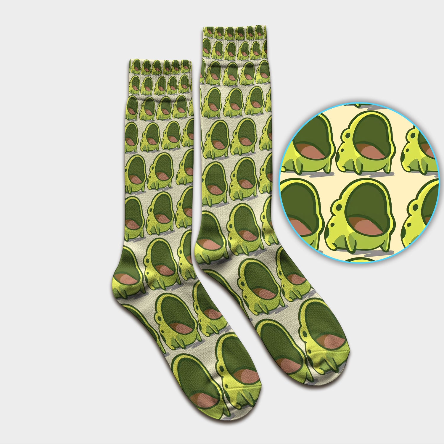 Cute Green Frog Cartoon Pattern Socks, Adult Socks for Men and Women