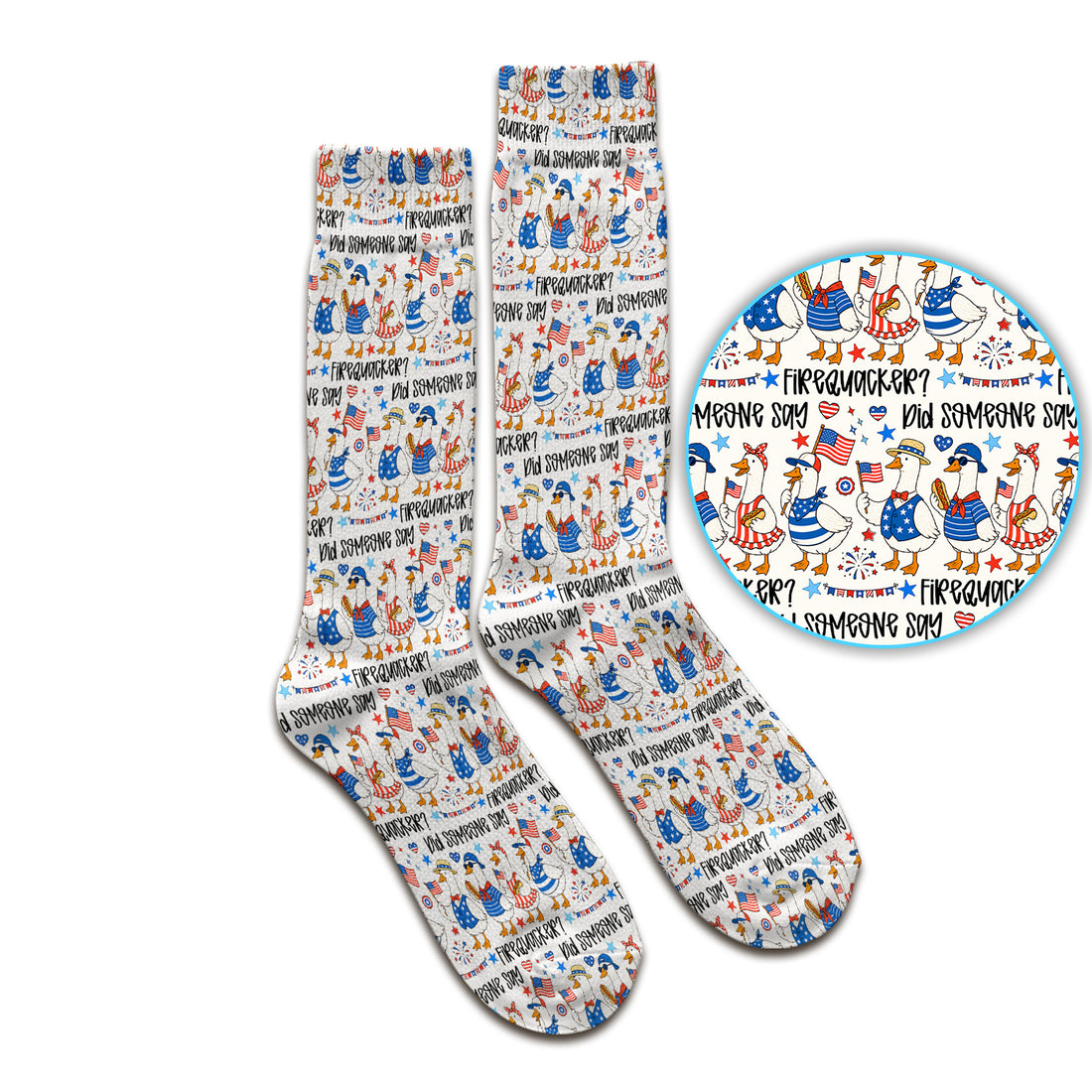 Funny Patriotic Goose Pattern Socks, Adult Socks for Men and Women