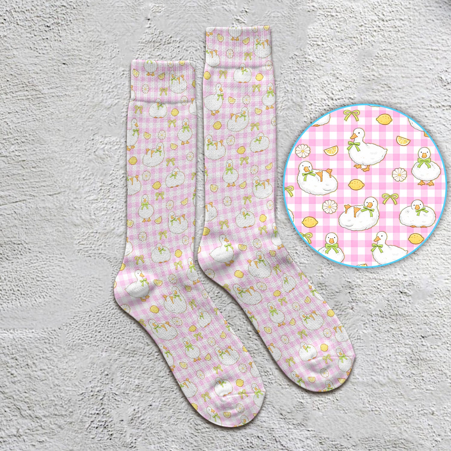 Adorable Ducks Lemon Daisy Pattern Socks, Socks for Nurse Doctor