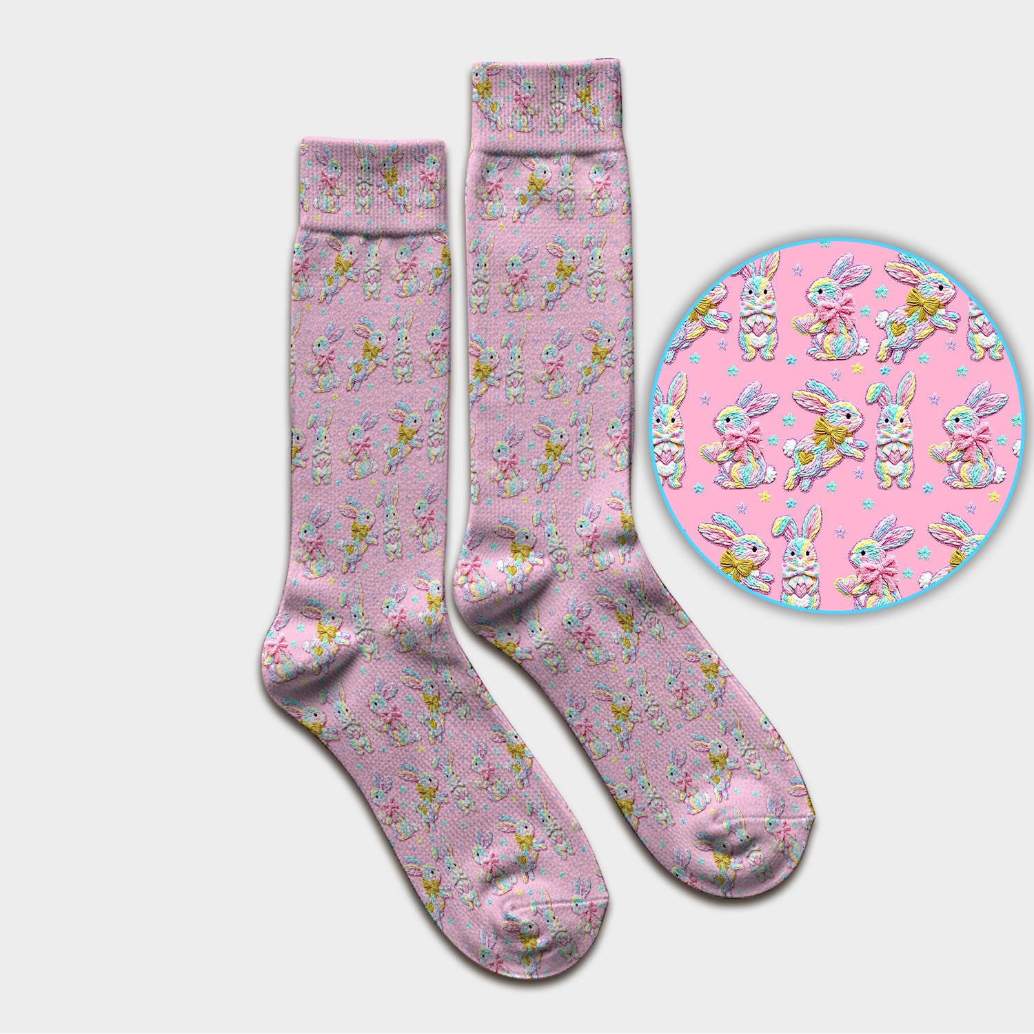Cartoon Bunny All Over Print Medical Socks, Adult Socks for Men and Women