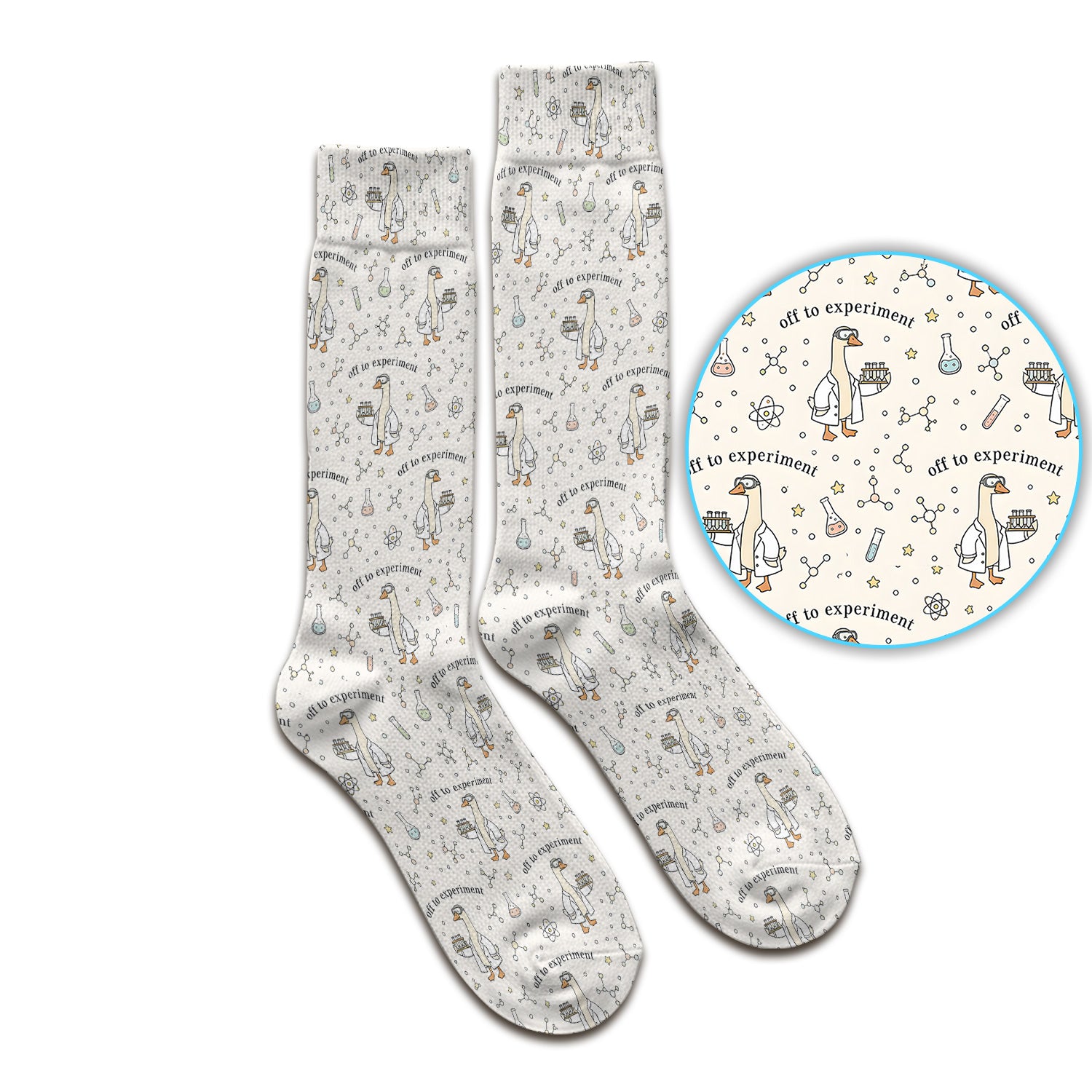 Funny Off To Experiment Scientist Goose Socks, Adult Socks for Men and Women