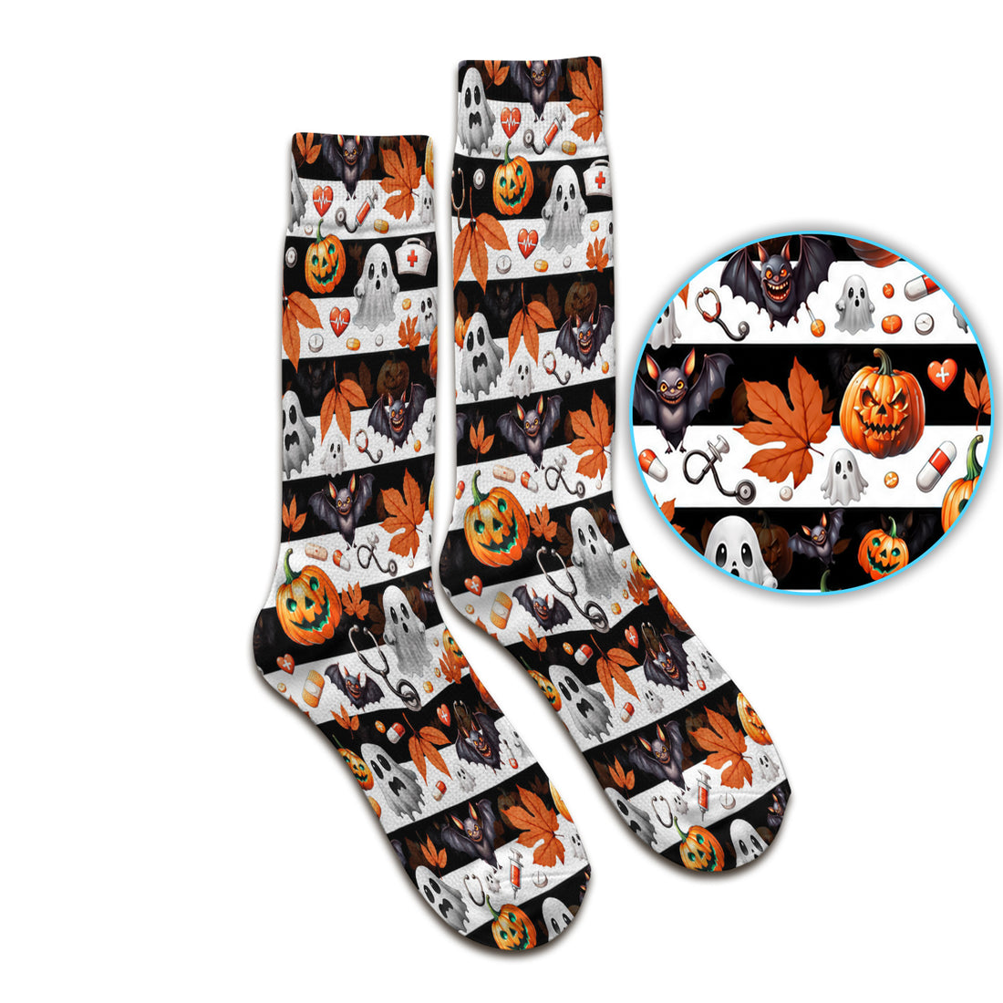 Halloween Ghost And Medical Icons Socks, Adult Socks for Men and Women