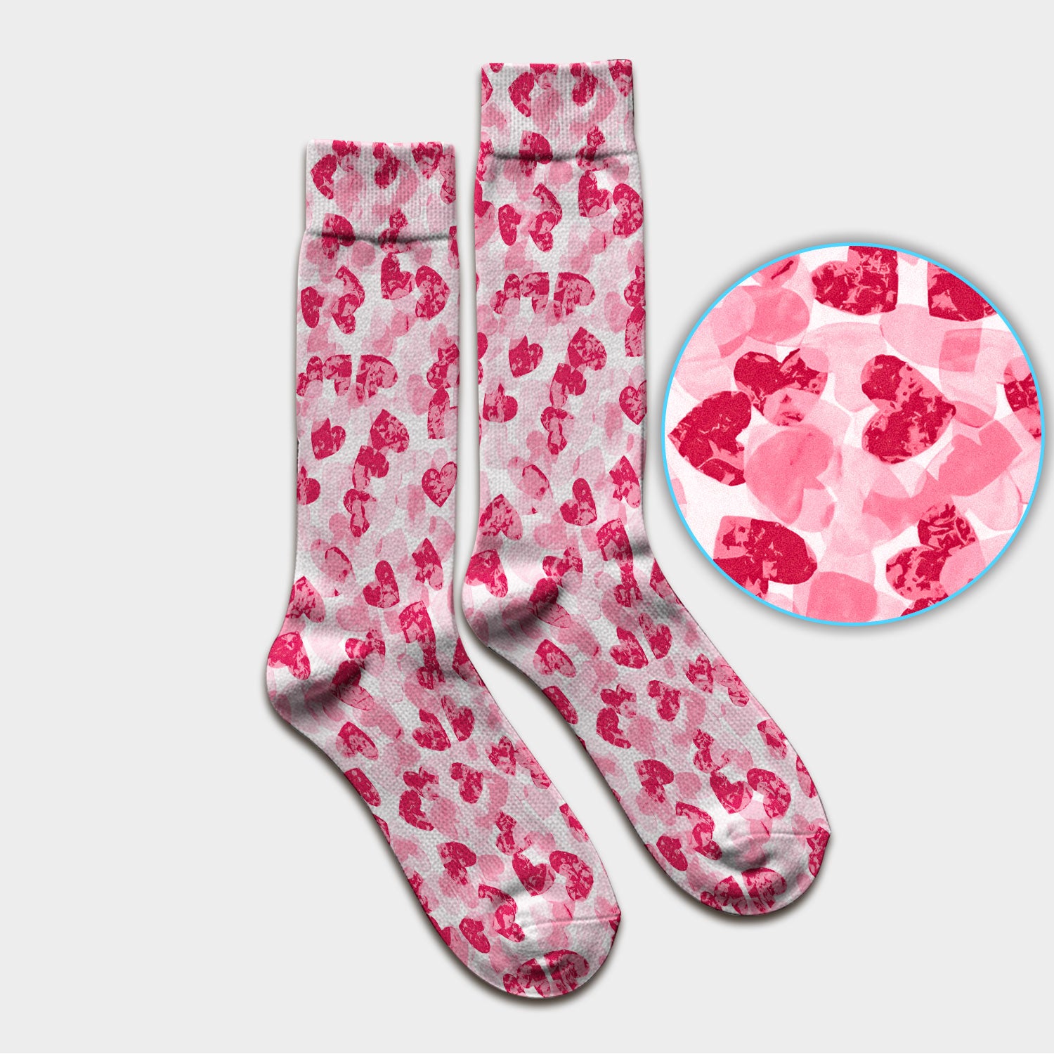 Valentine Heart Pattern Medical Socks, Adult Socks for Men and Women