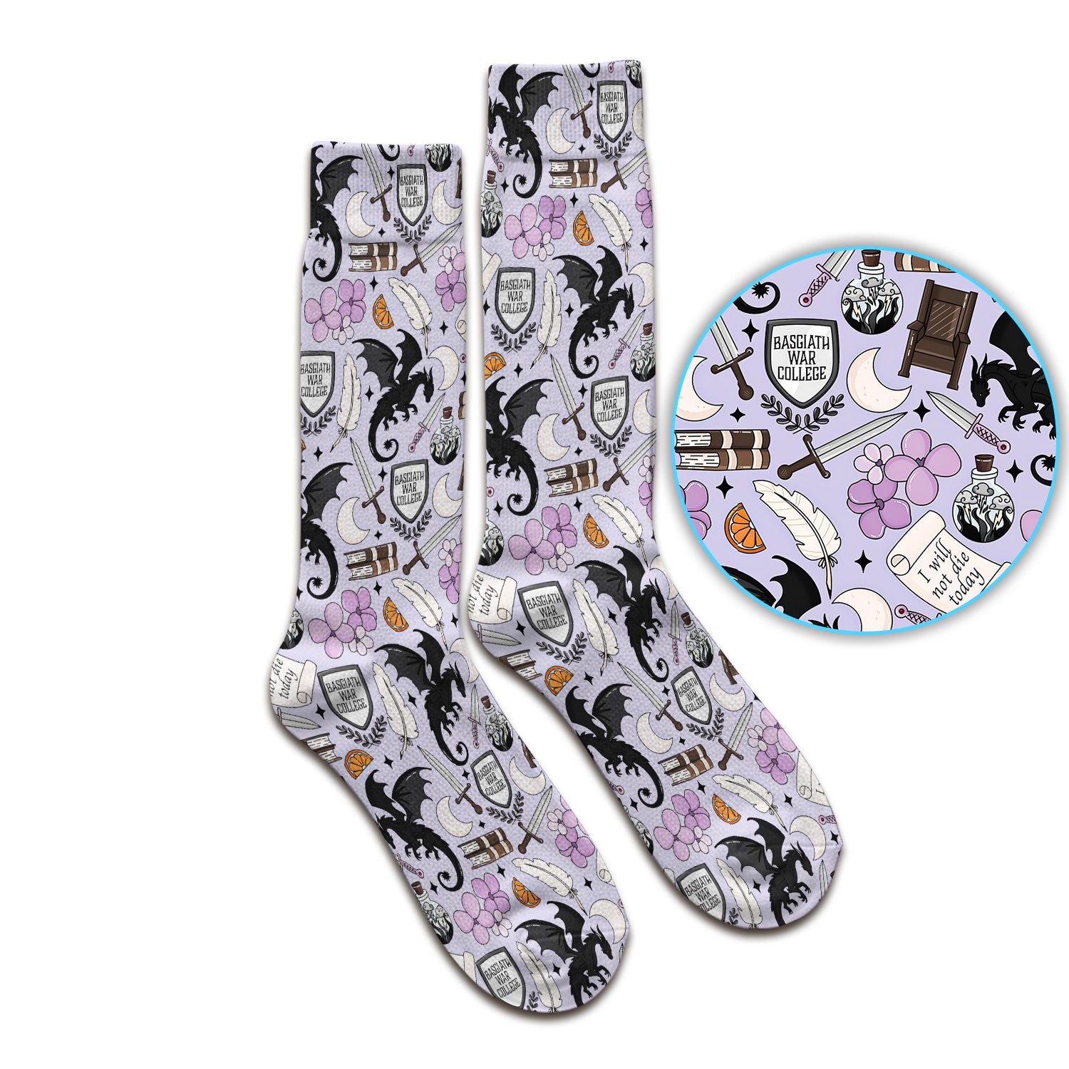 Spooky Gothic Fantasy Dragon Pattern Socks, Adult Socks for Men and Women