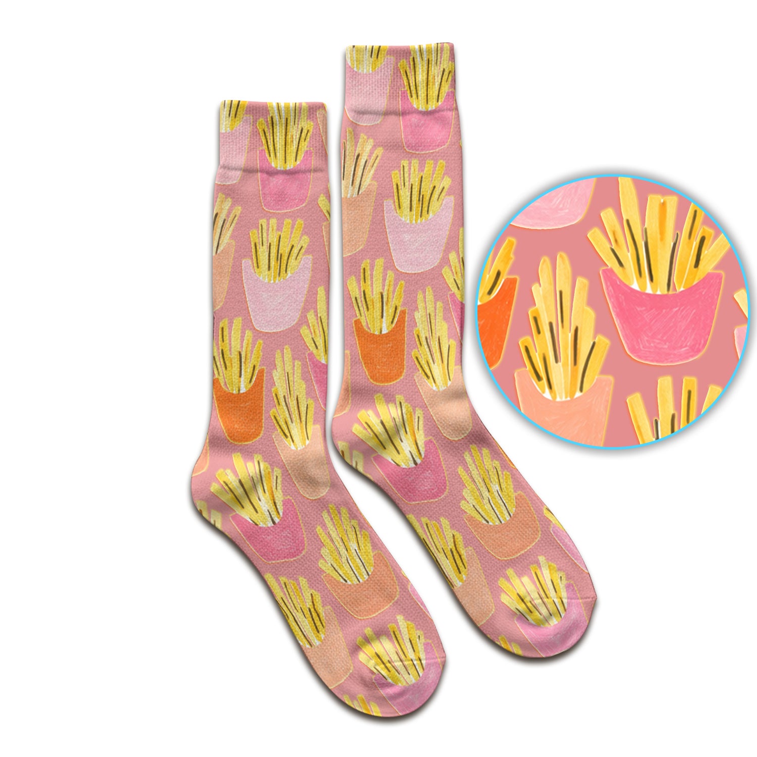 Funny French Fries Snack Food Pattern Socks, Breathable Fabrics Medical Uniform