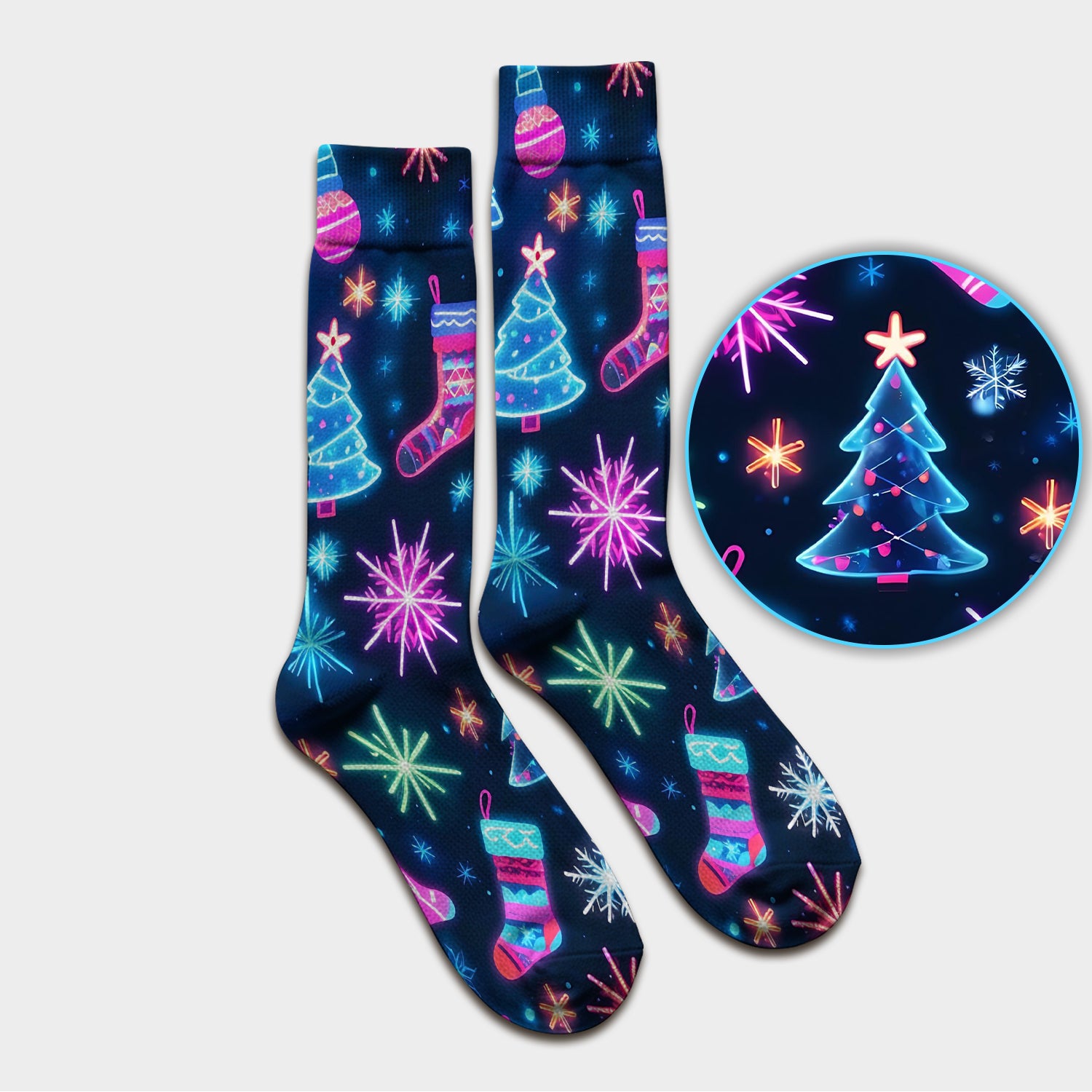 Xmas Neon Pattern Scrub Socks, Christmas Scrub Sock, Breathable Fabrics Nursing Uniform