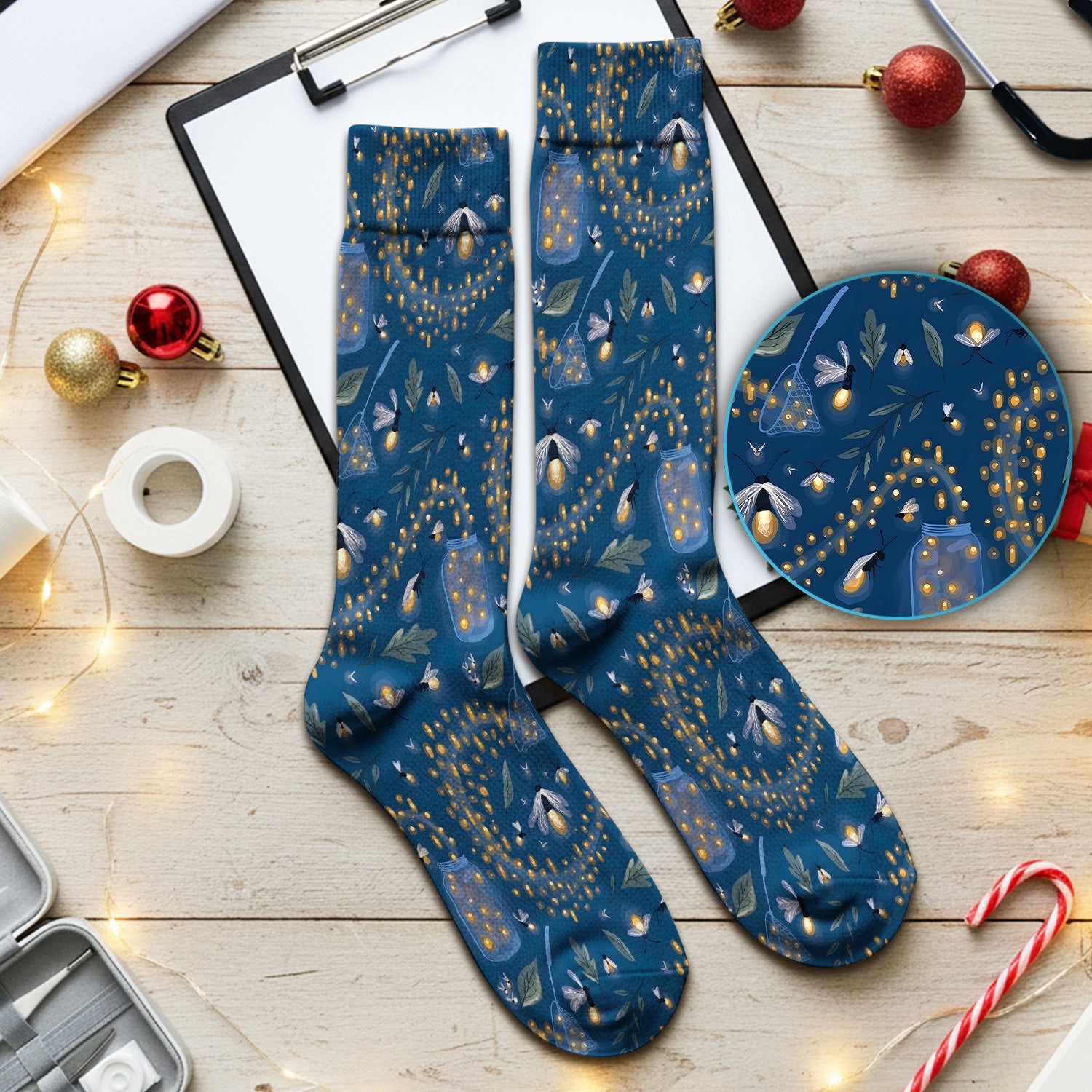 Cute Nurse Firefly Pattern Socks, Socks for Nurse Doctor