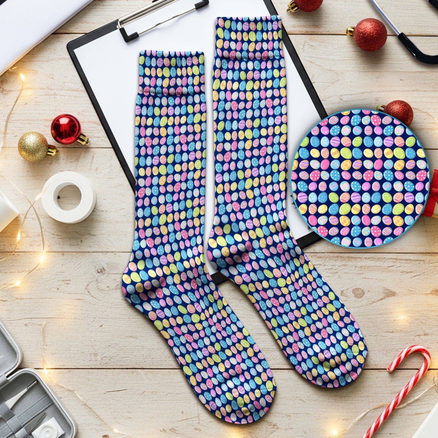 Colorful Easter Eggs Pattern Socks, Adult Socks for Men and Women