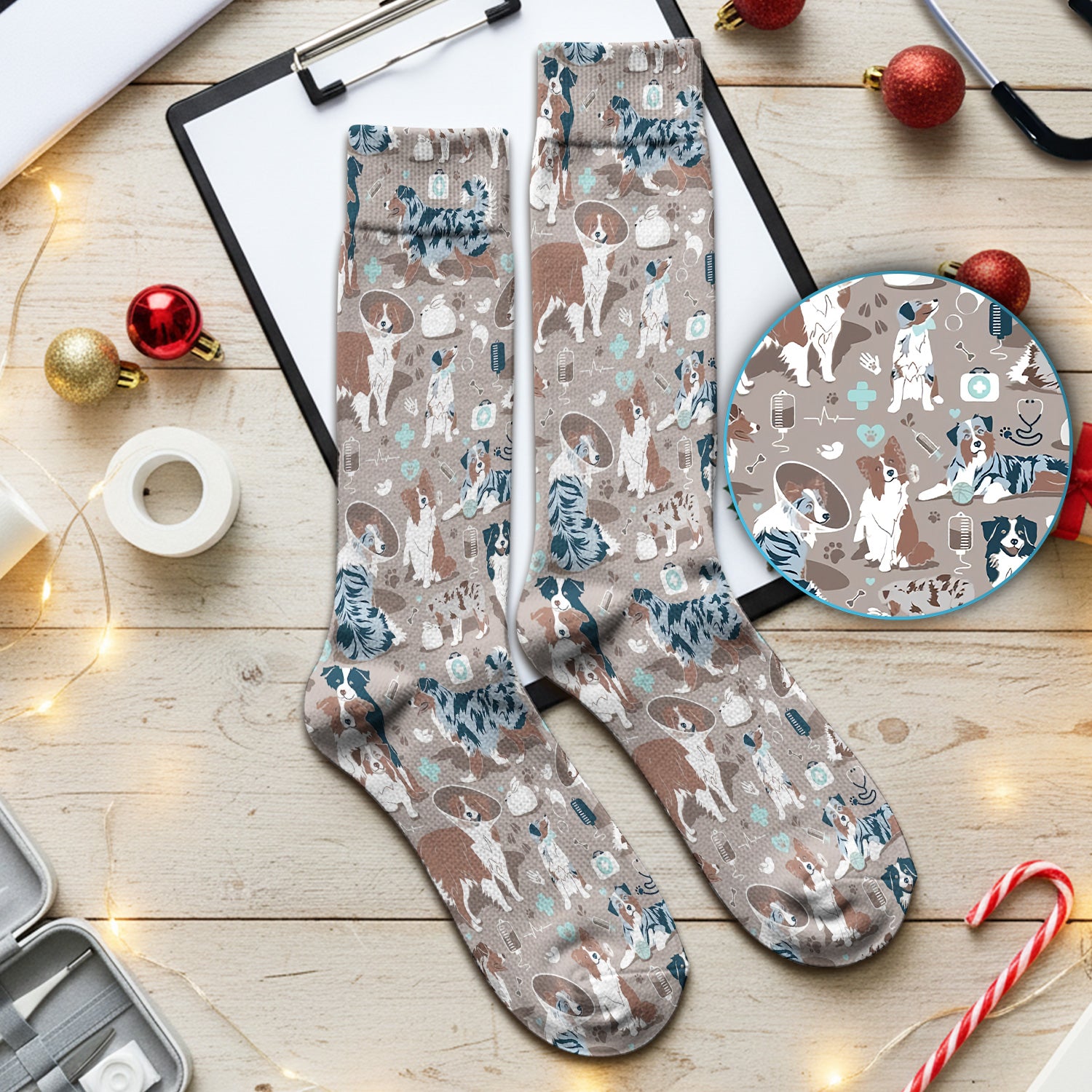 Cute Dog Pattern Veterinary Medical Socks, Socks for Nurse Doctor
