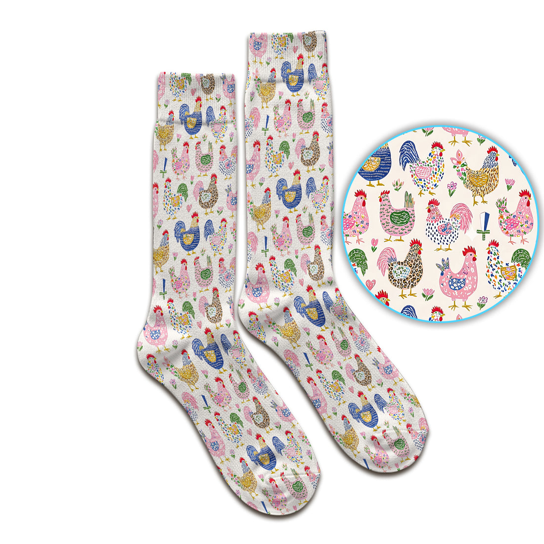 Funny Chicken Rooster Pattern Socks, Socks for Nurse Doctor