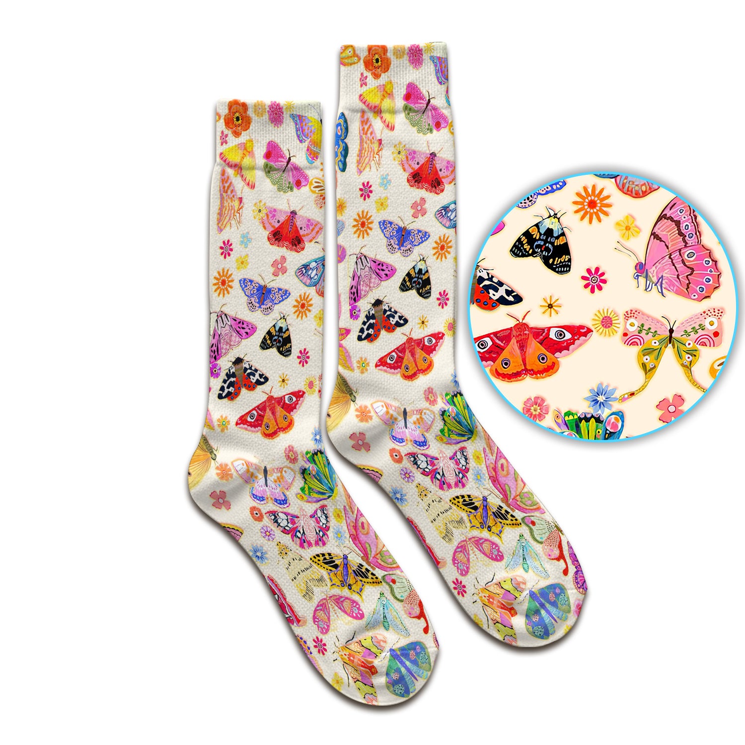 Colorful Butterfly Floral Pattern Nurse Socks, Socks for Nurse Doctor