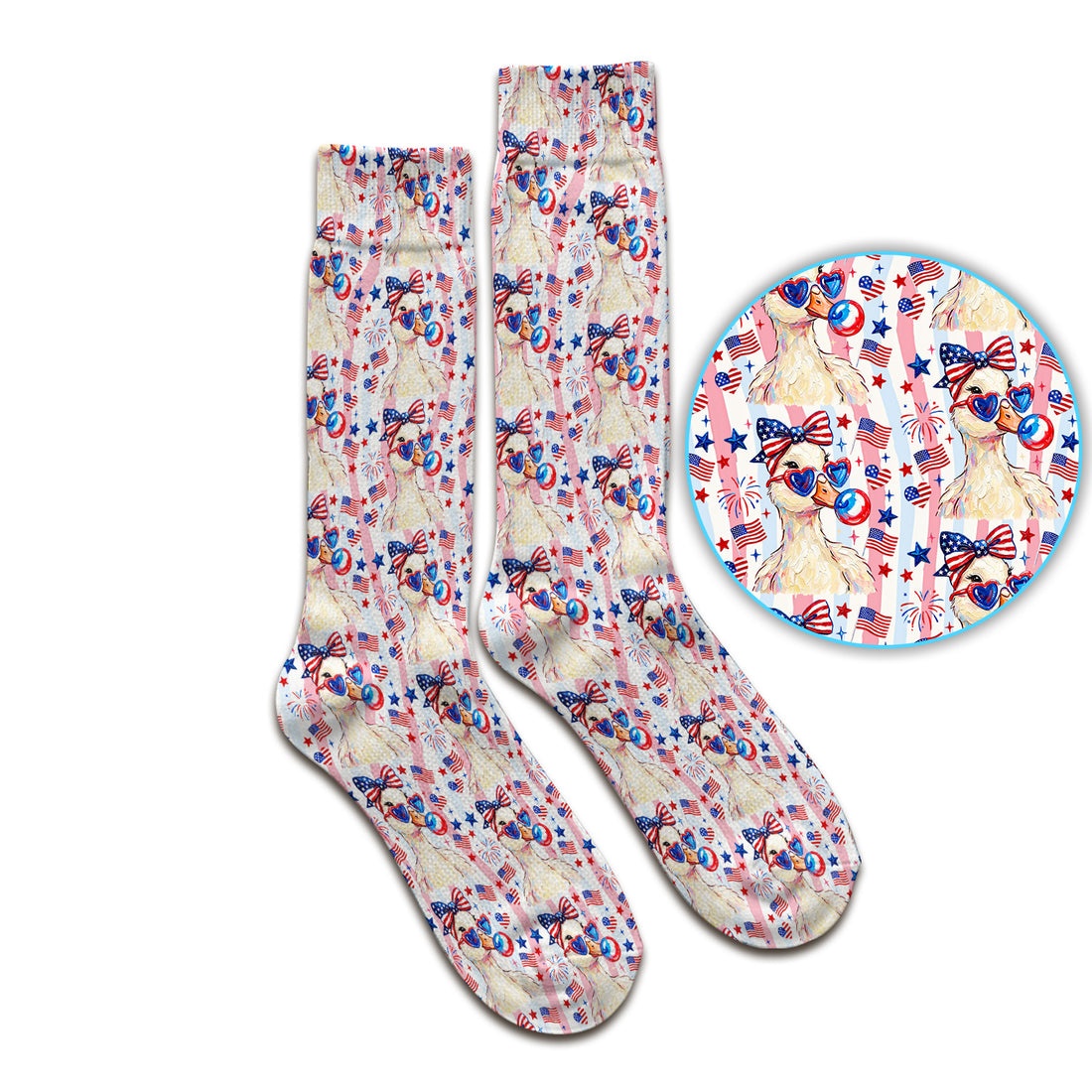 Cute Patriotic Goose Nurse Pattern Socks, Adult Socks for Men and Women