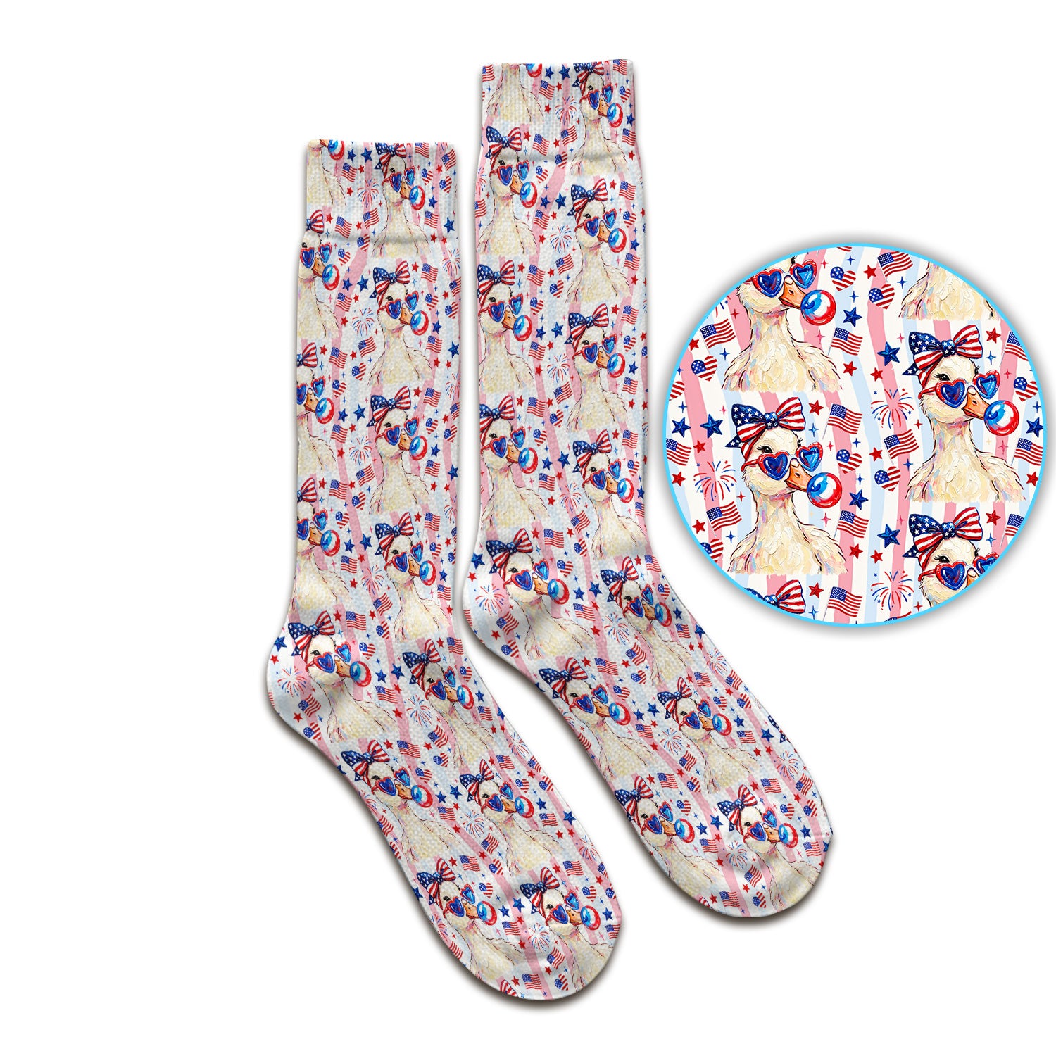 Cute Patriotic Goose Nurse Pattern Socks, Adult Socks for Men and Women
