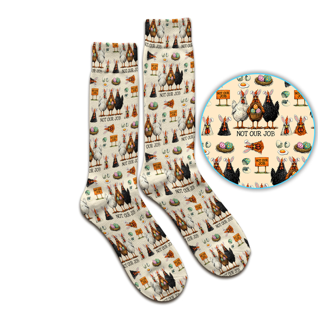 Funny Easter Chicken Humor Pattern Socks, Breathable Fabrics Medical Uniform