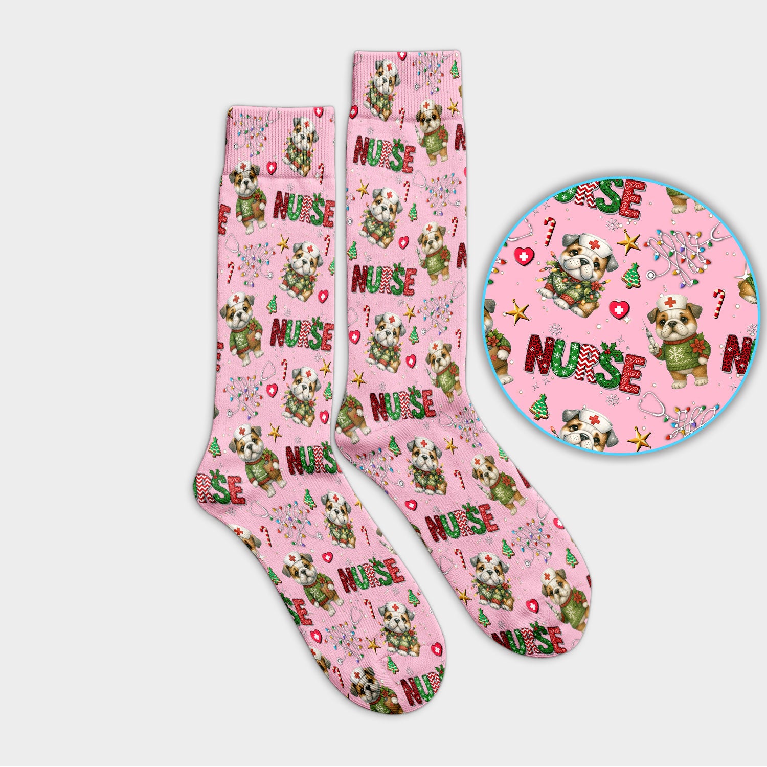 Bulldog Socks for Nurse Doctor - Adult Socks for Men and Women - Breathable Fabrics Medical Uniform