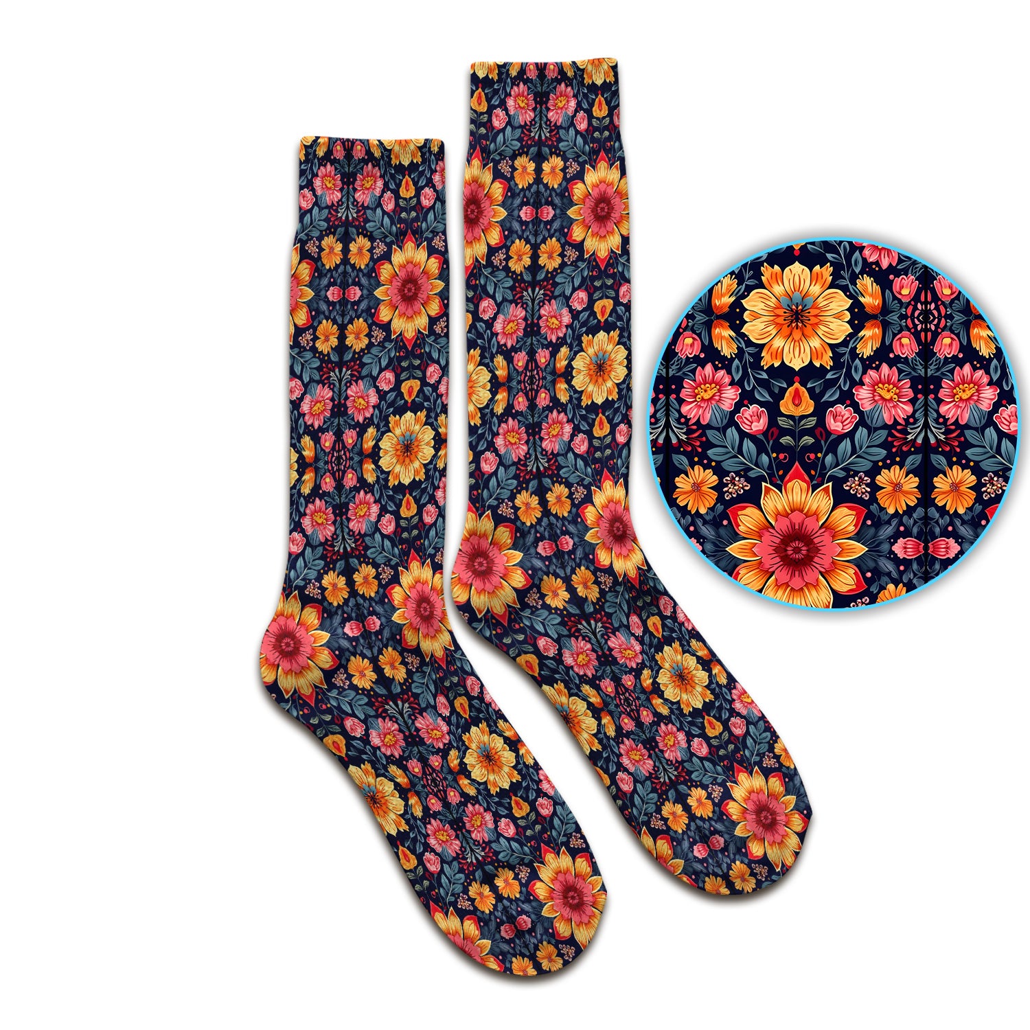 Elegant Dark Floral Pattern Socks, Adult Socks for Men and Women