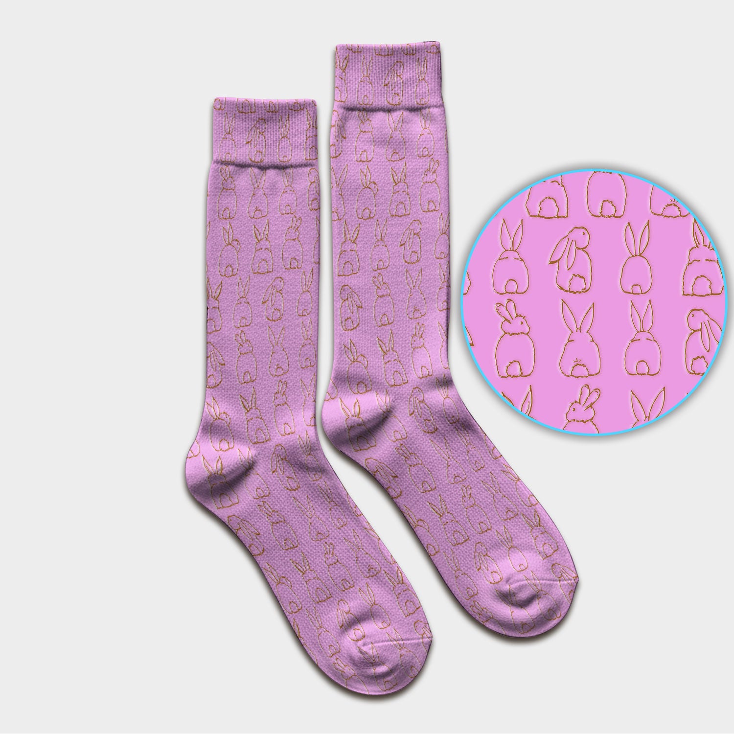 Cartoon Bunny Line Art Pattern Medical Socks, Breathable Fabrics Medical Uniform