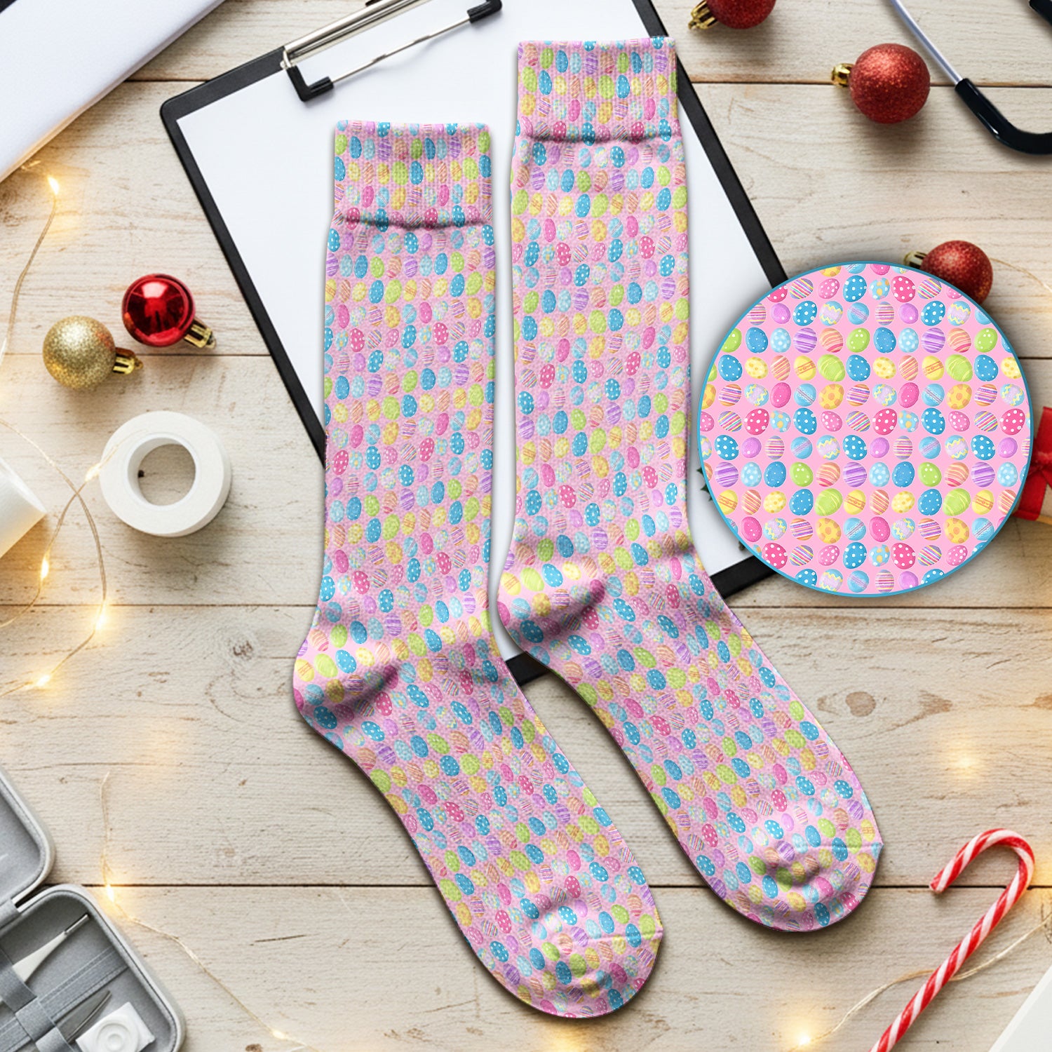 Colorful Easter Eggs Pattern Socks, Adult Socks for Men and Women