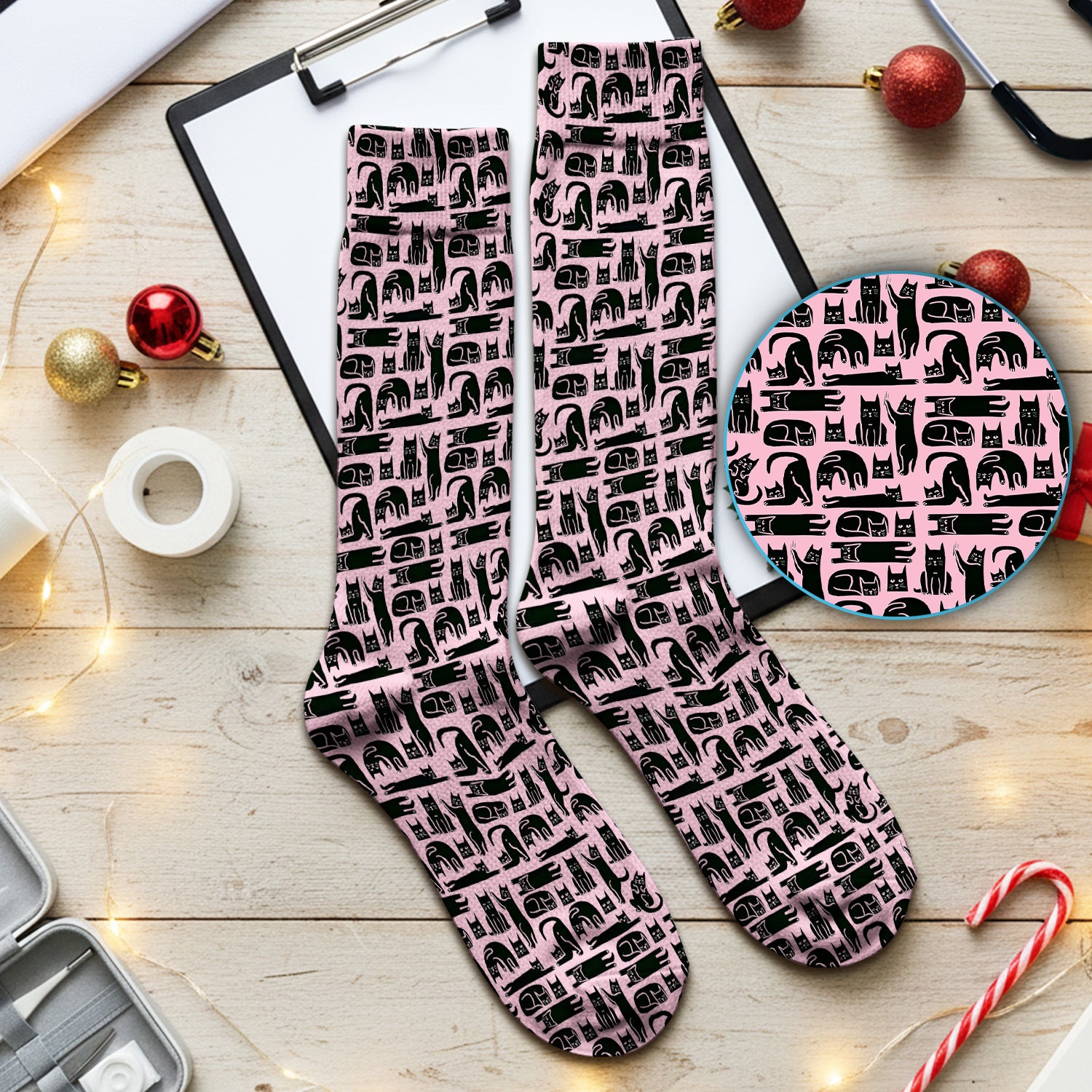 Cute Funny Cat Poses Print Scrub Socks, Adult Socks for Men and Women