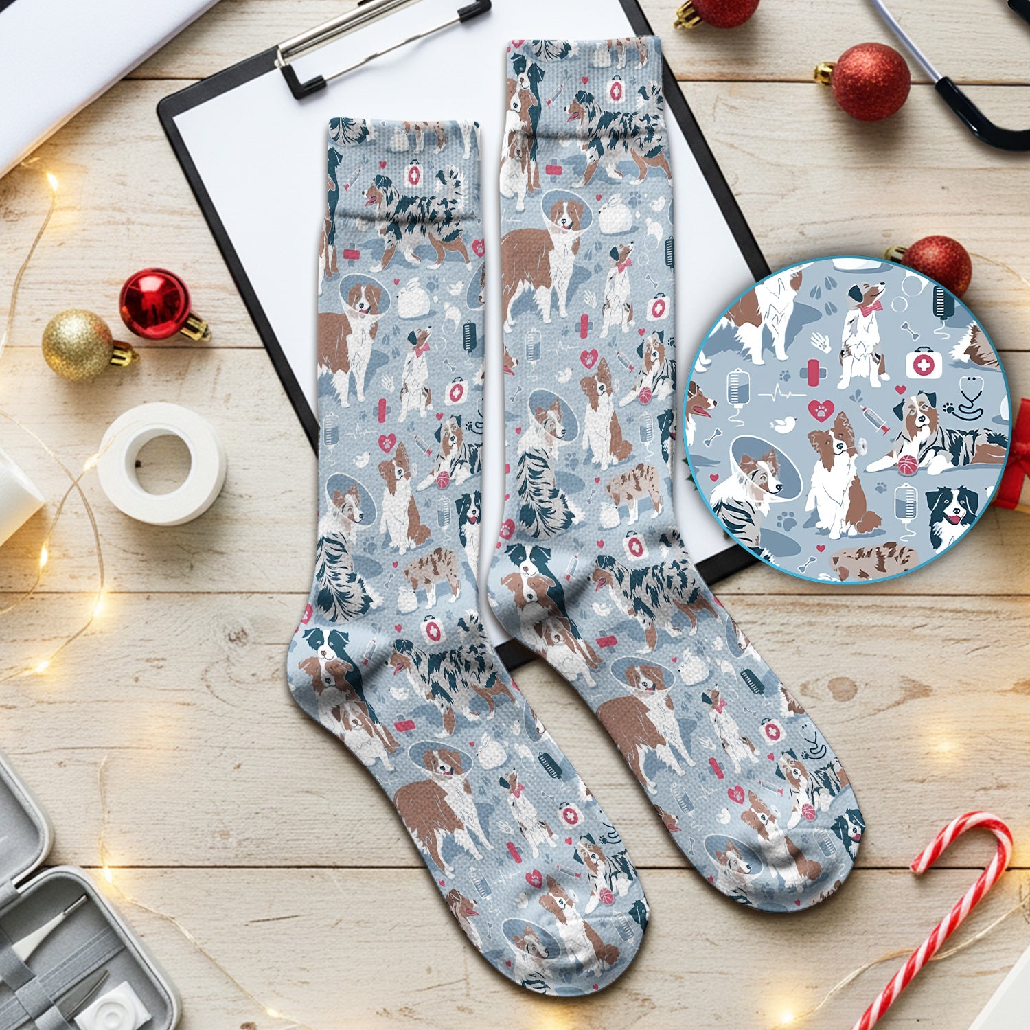 Cute Dog Pattern Veterinary Medical Socks, Socks for Nurse Doctor