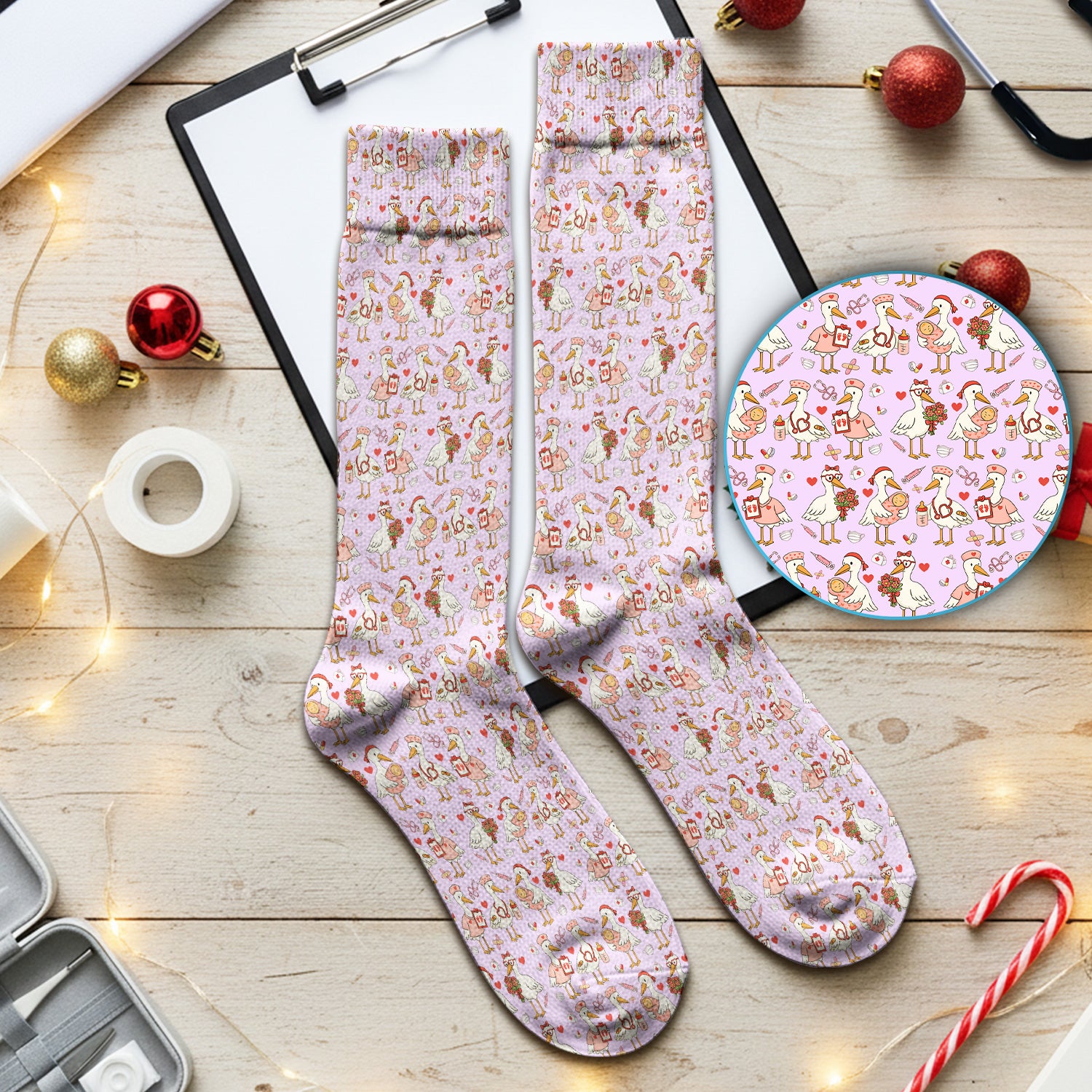 Cute Goose Nurse Valentine Design Medical, Socks for Nurse Doctor