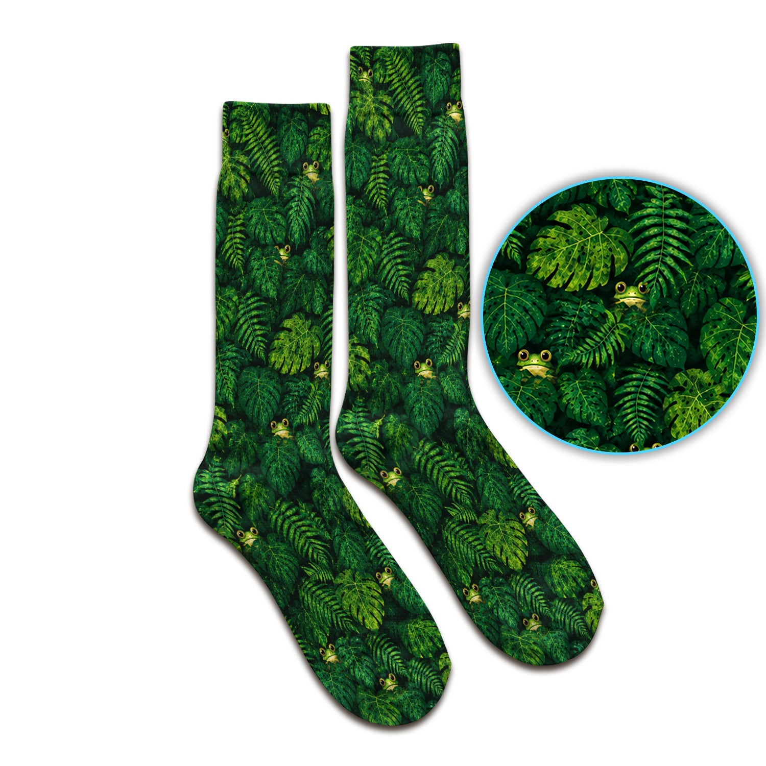 Cute Hidden Frog Jungle Pattern Socks, Adult Socks for Men and Women