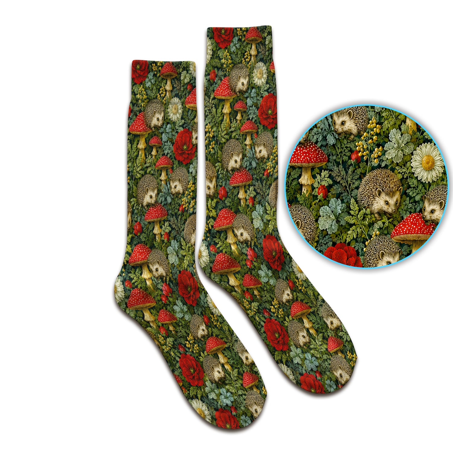 Enchanted Woodland Hedgehog Nurse for Pediatric Nurses, RN, CNA, Garden Medical Socks, Adult Socks for Men and Women
