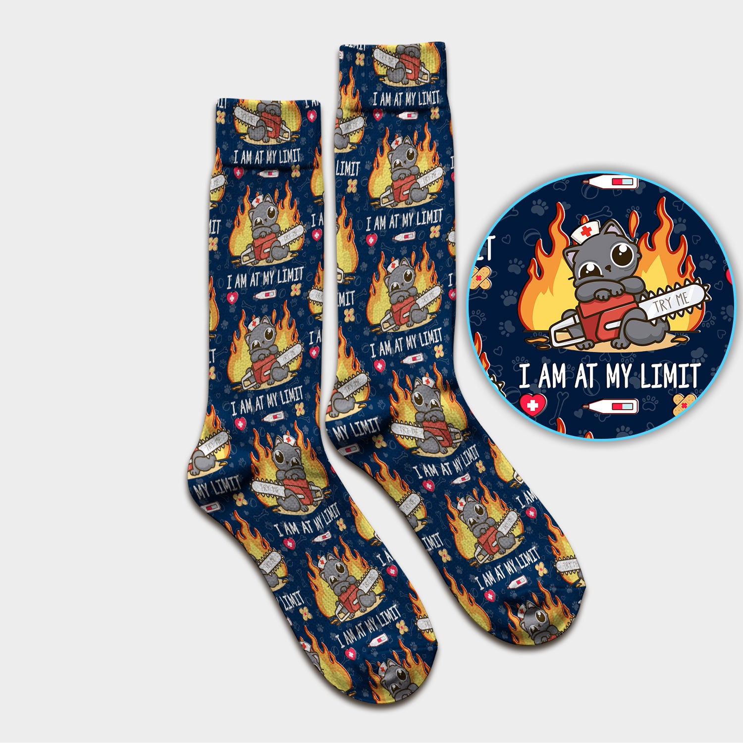 Funny Nurse Cat I Am At My Limit Medical Socks, Breathable Fabrics Medical Uniform