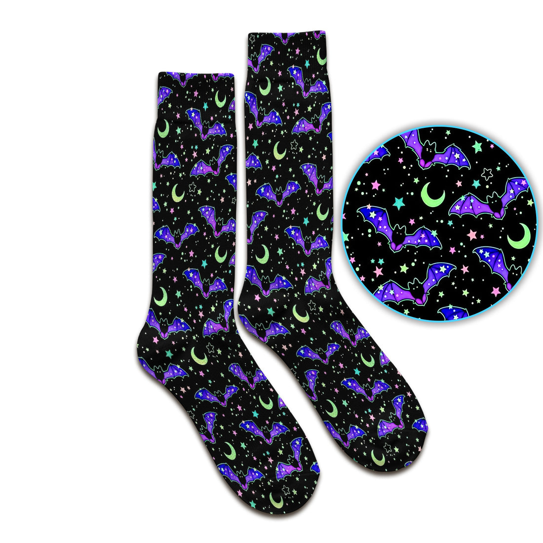 Spooky Halloween Celestial Bat Socks, Adult Socks for Men and Women
