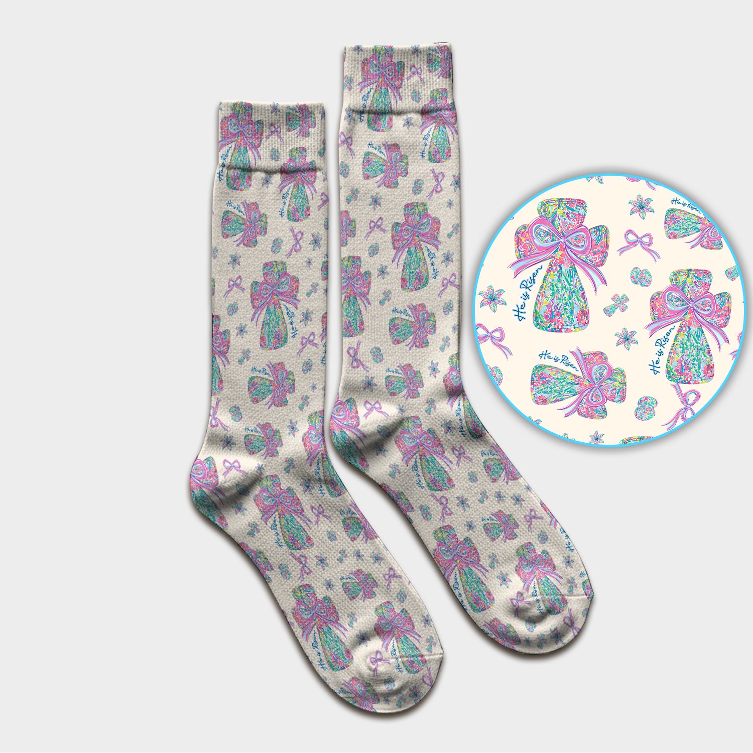 Colorful Bow Pattern Socks, Adult Socks for Men and Women