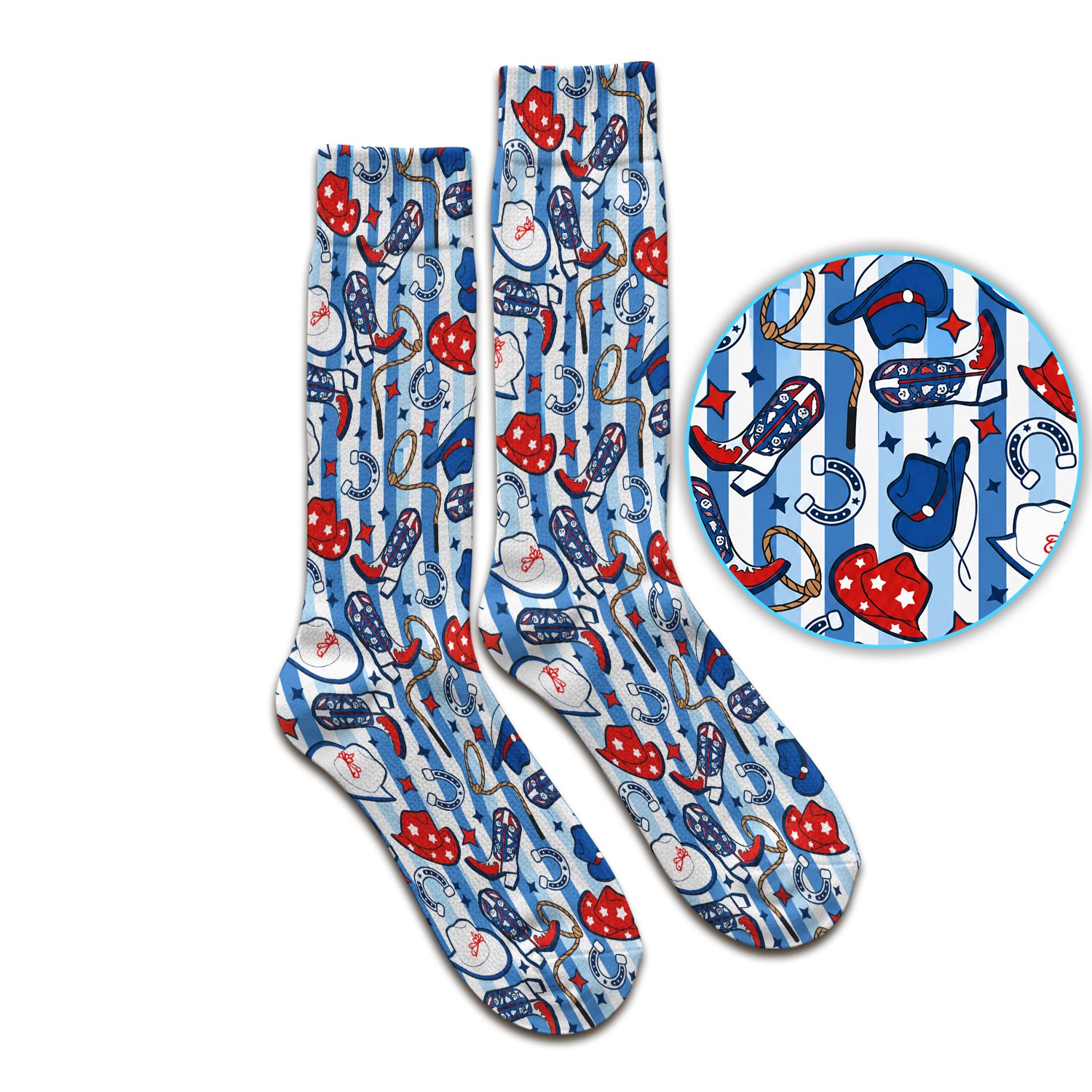 Western Cowboy Boots And Hats Print Socks, Adult Socks for Men and Women