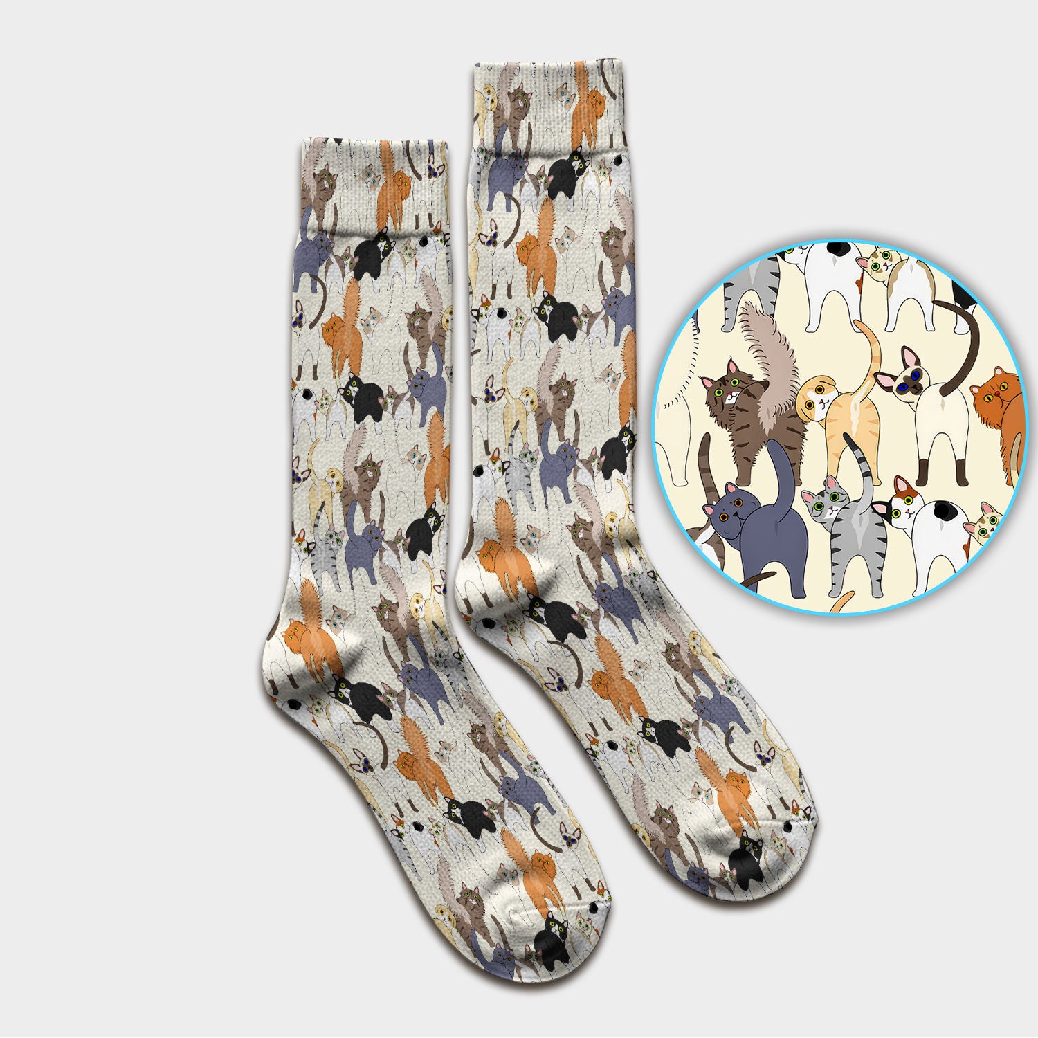 Whimsical Multicolor Cat Cartoon Pattern Medical Socks, Socks for Nurse Doctor