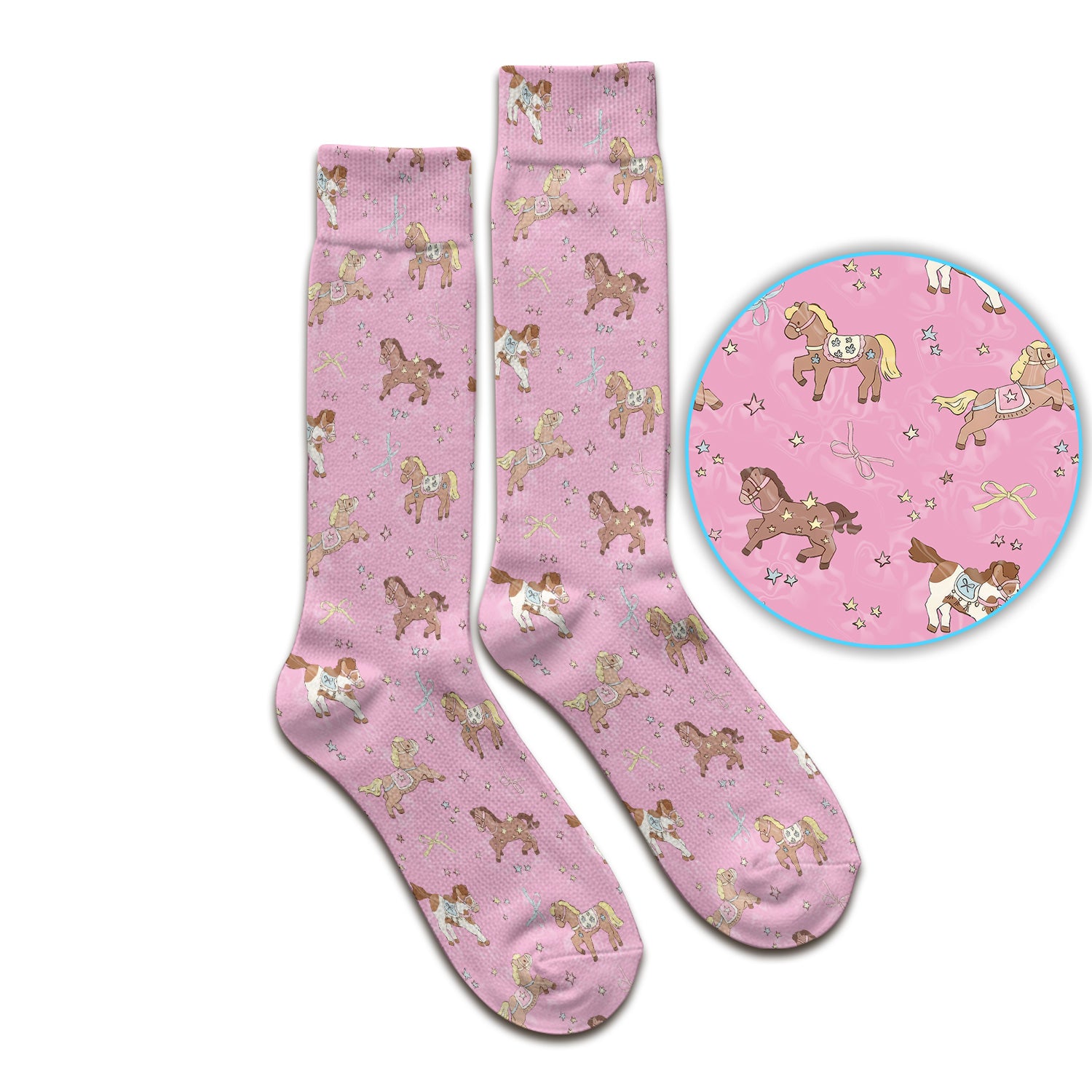 Cute Pony Star Pattern Socks, Breathable Fabrics Medical Uniform