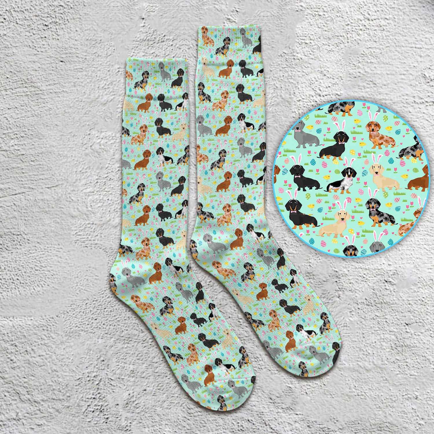 Easter Dachshund Dog Pattern Socks, Socks for Nurse Doctor