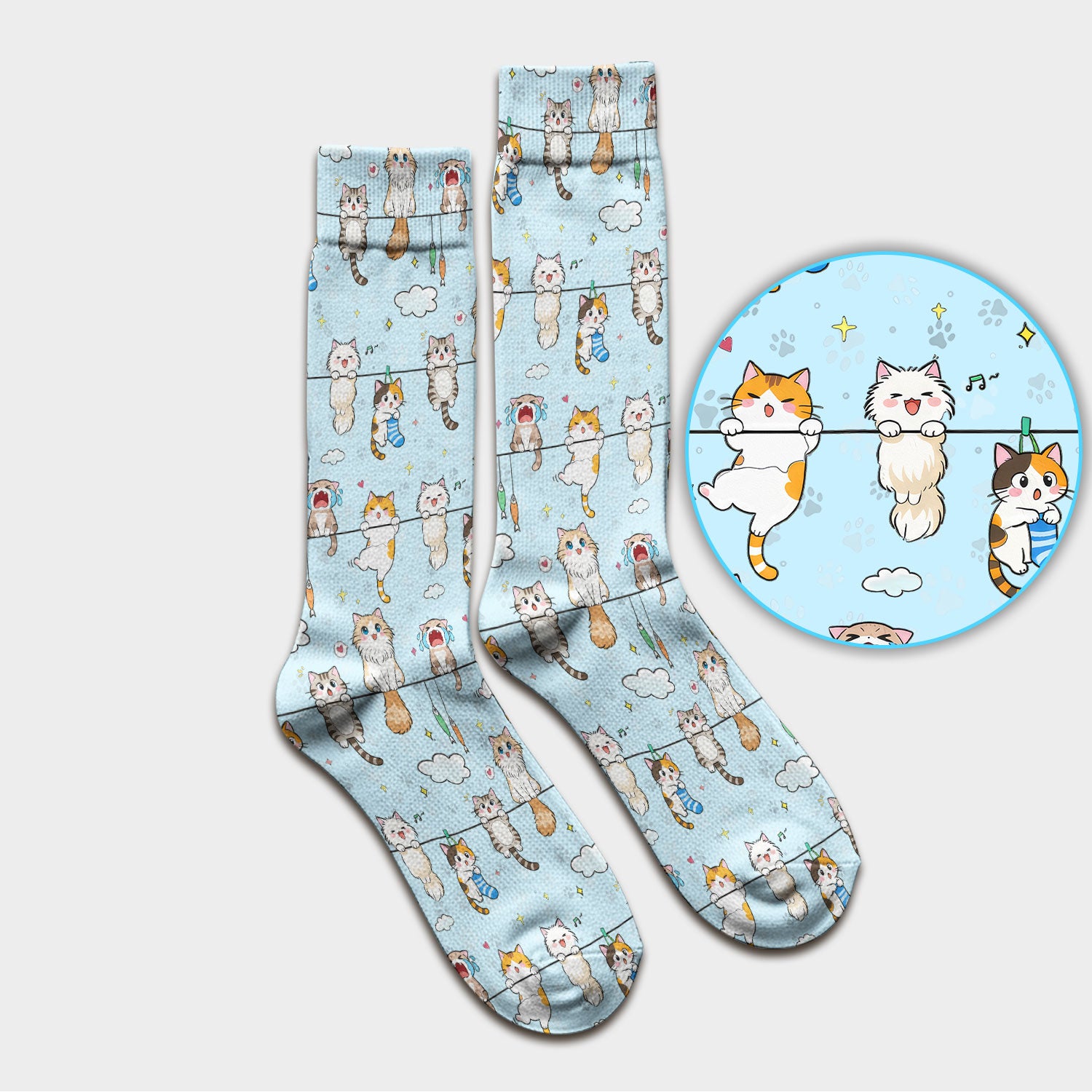 Funny Cats With Cute Expressions Pattern Socks, Adult Socks for Men and Women