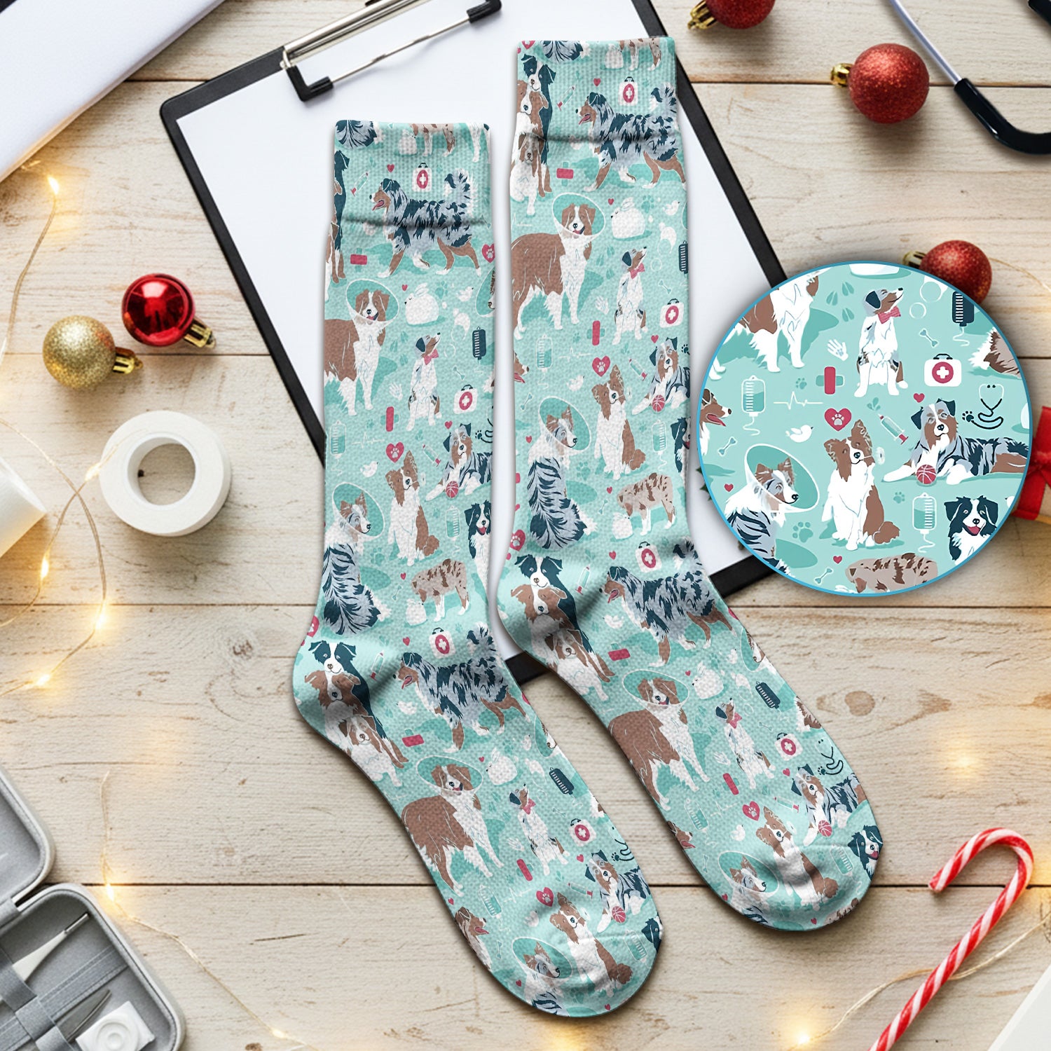 Cute Dog Pattern Veterinary Medical Socks, Socks for Nurse Doctor