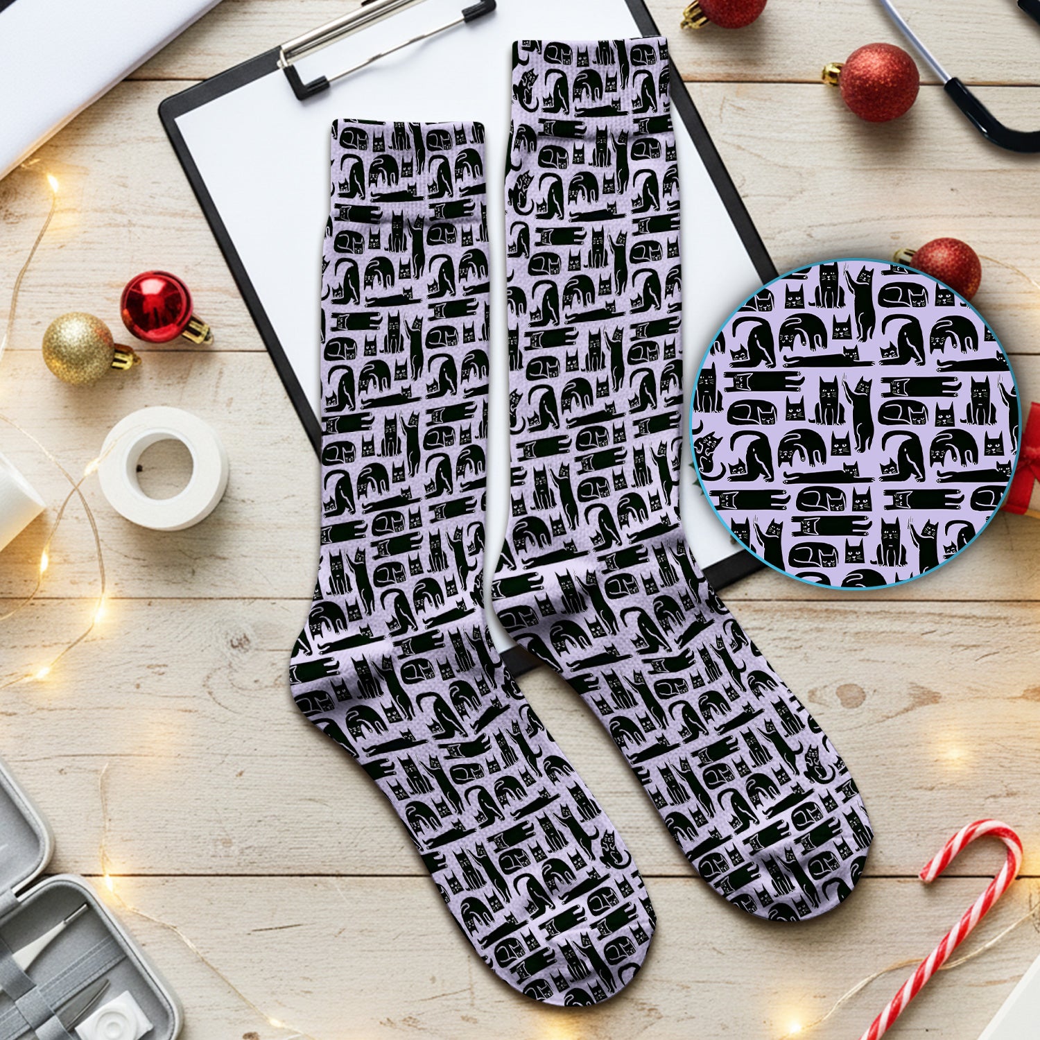 Cute Funny Cat Poses Print Scrub Socks, Adult Socks for Men and Women