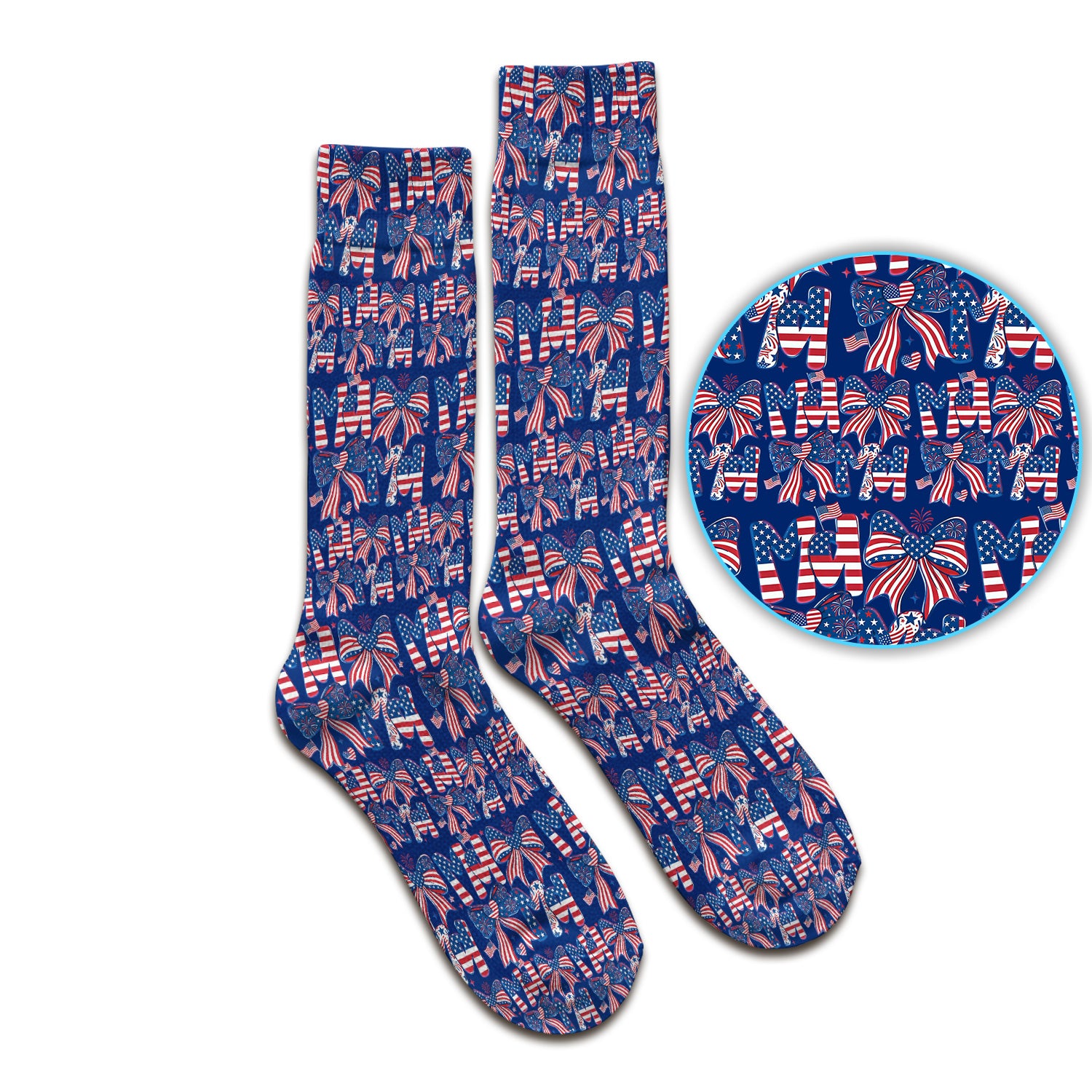 American Flag MAMA Bow Pattern Socks, Breathable Fabrics Medical Uniform
