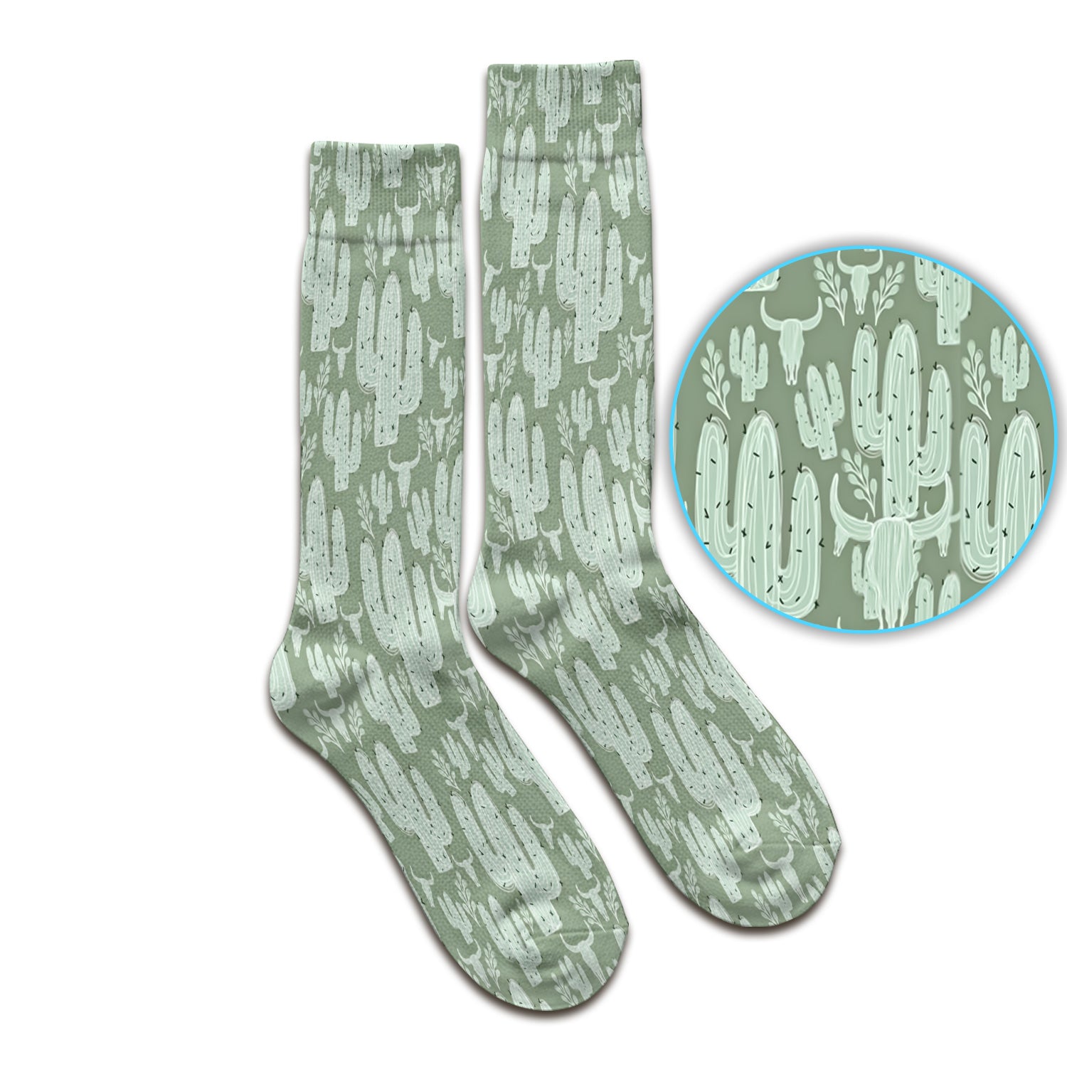 Funny Desert Cactus Skull Pattern Socks, Adult Socks for Men and Women