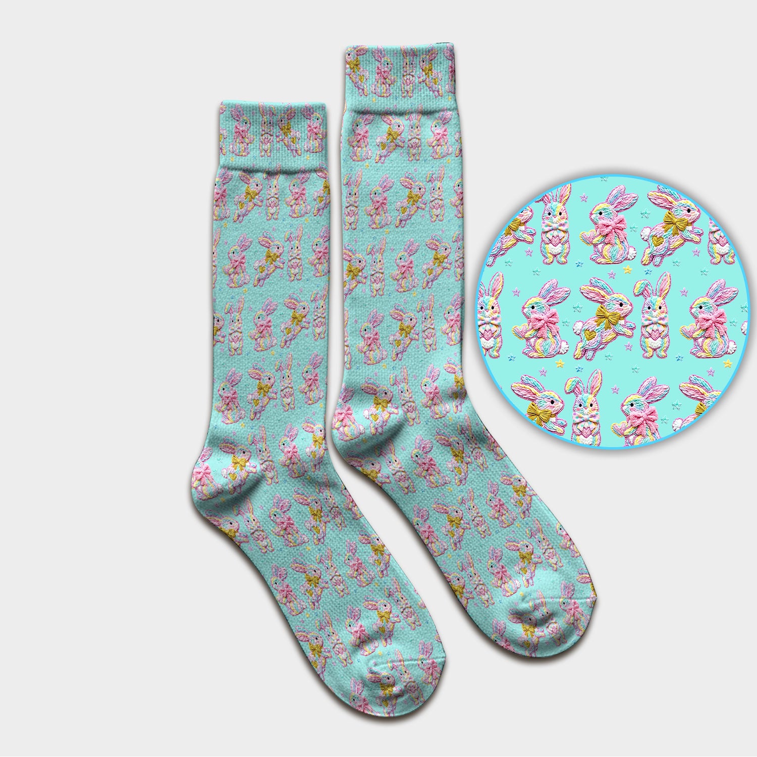 Cartoon Bunny All Over Print Medical Socks, Adult Socks for Men and Women