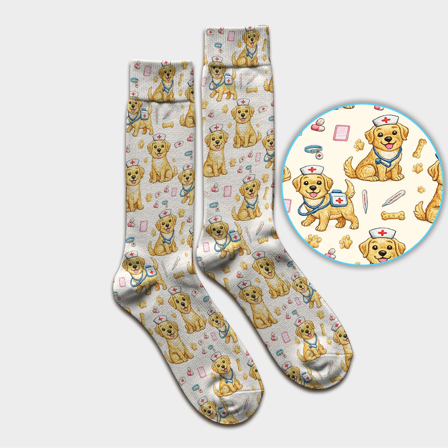 Cute Puppy Nurse Medical Print Medical Socks, Socks for Nurse Doctor
