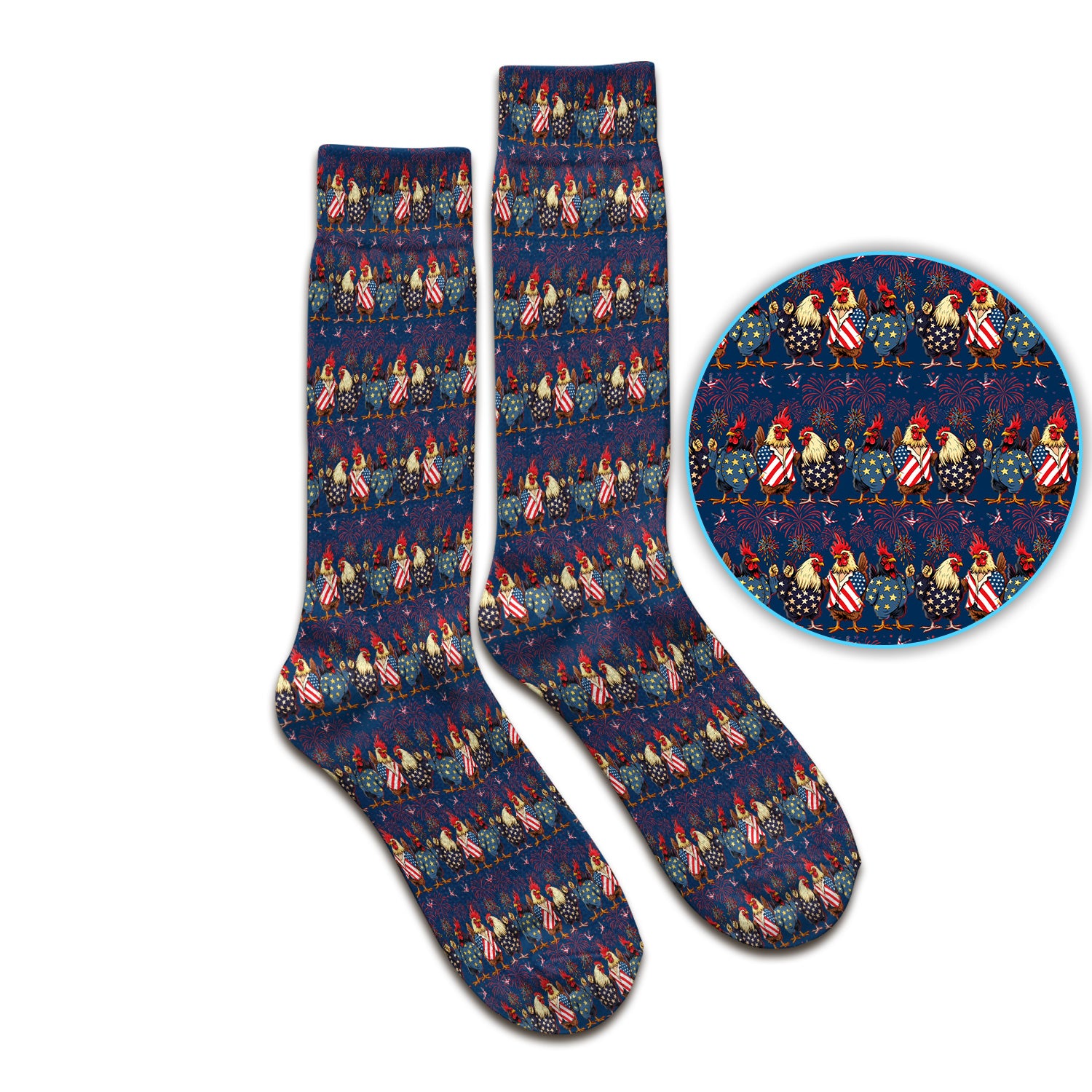 Patriotic Rooster Fireworks Pattern Socks, Breathable Fabrics Medical Uniform